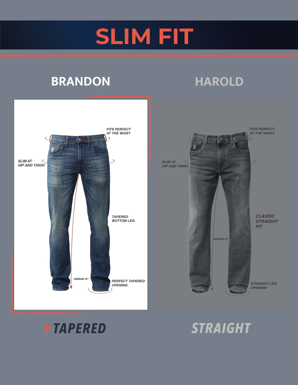 Brandon Slim Tapered Fit Blue Jeans