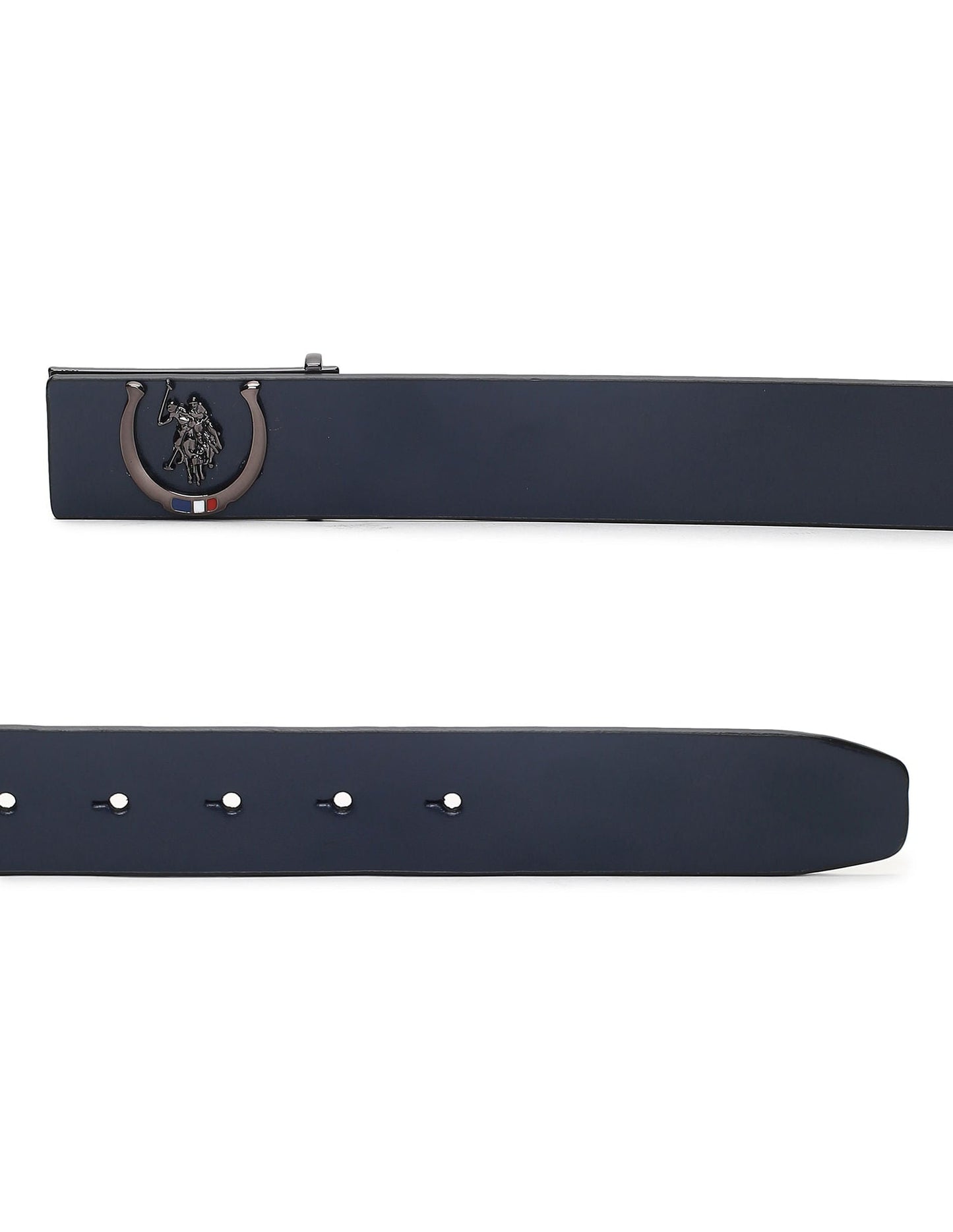 Leather Metallic Logo Belt