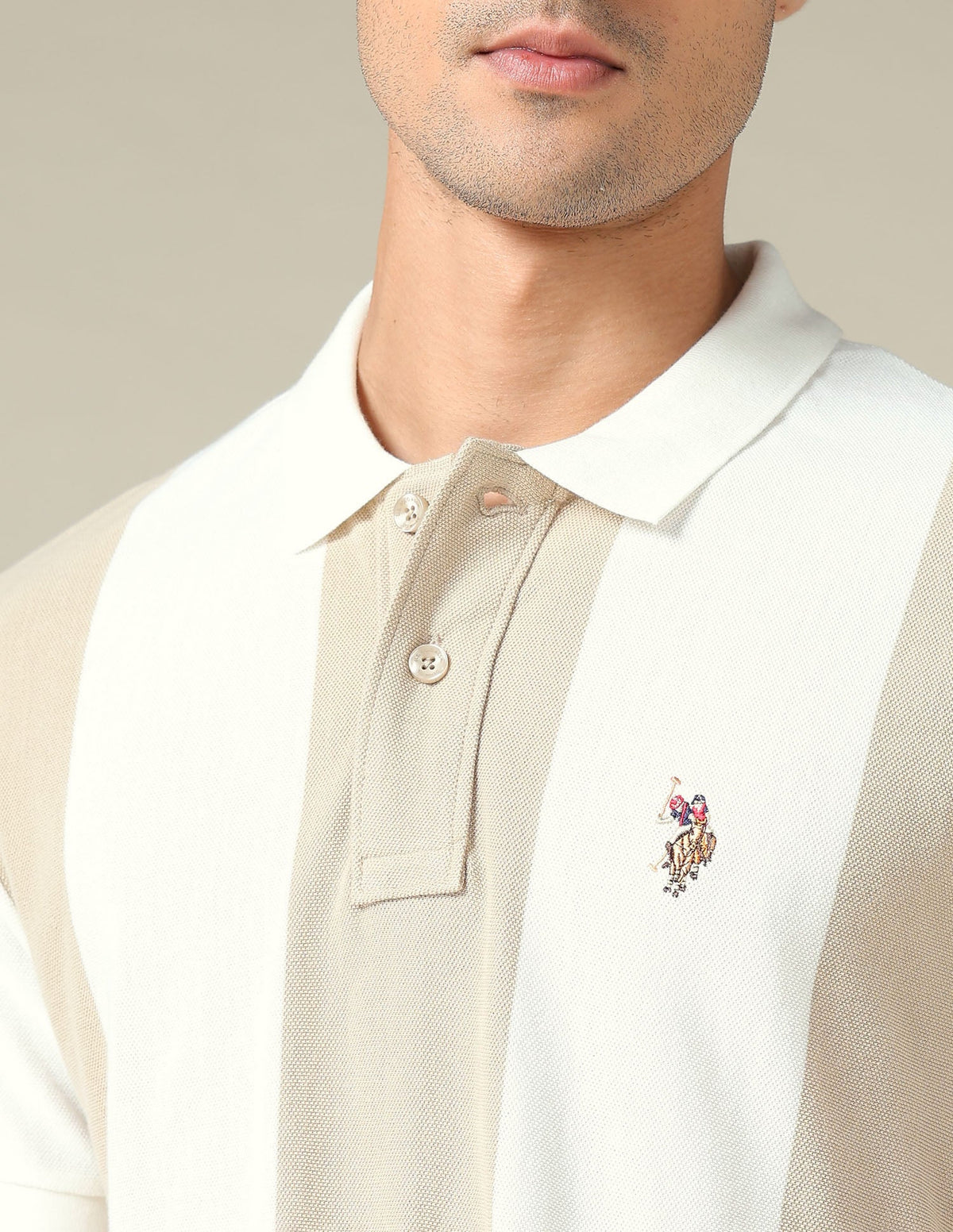 Vertical Striped Muscle Fit Polo Shirt