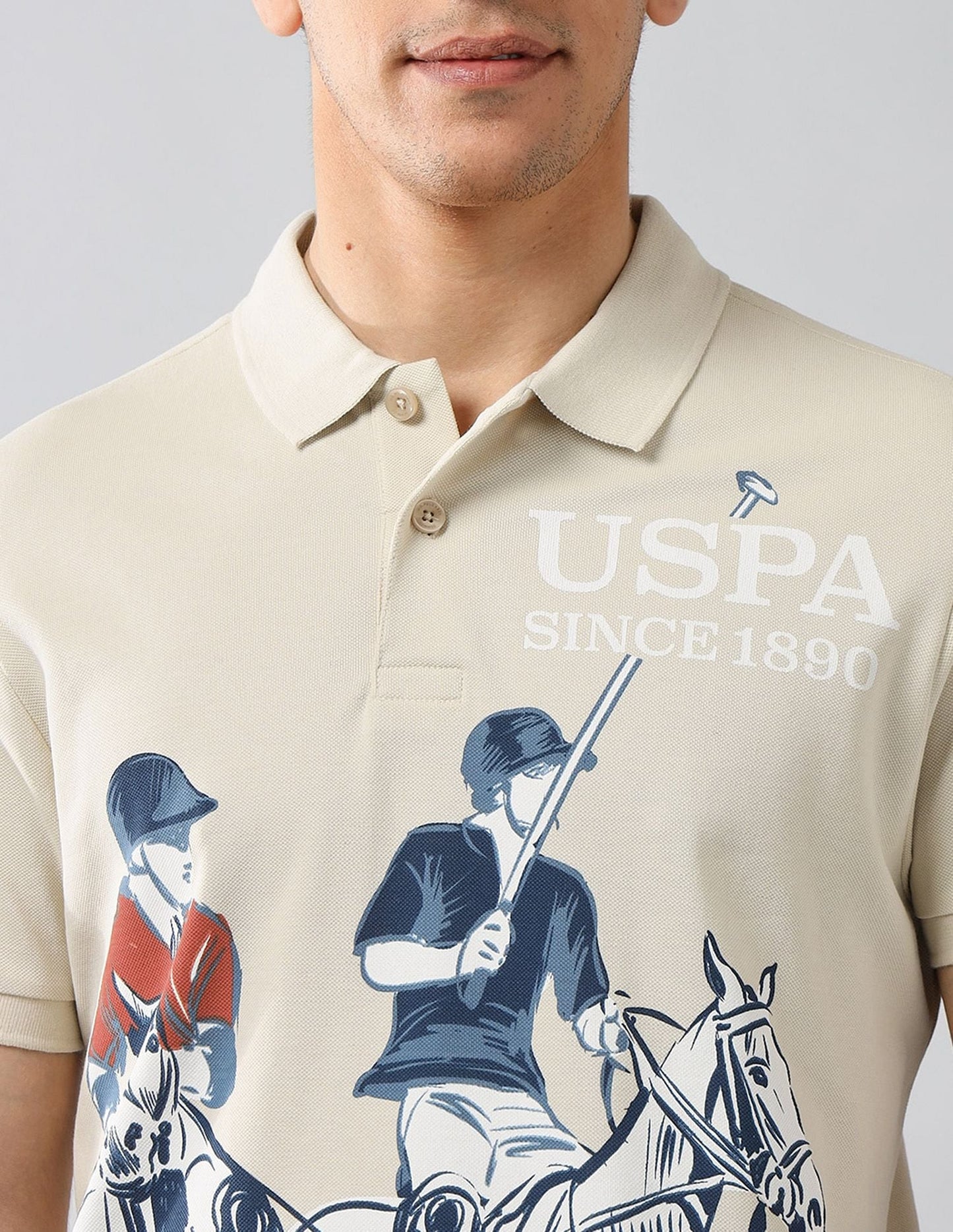 Brand Printed Muscle Fit Polo Shirt