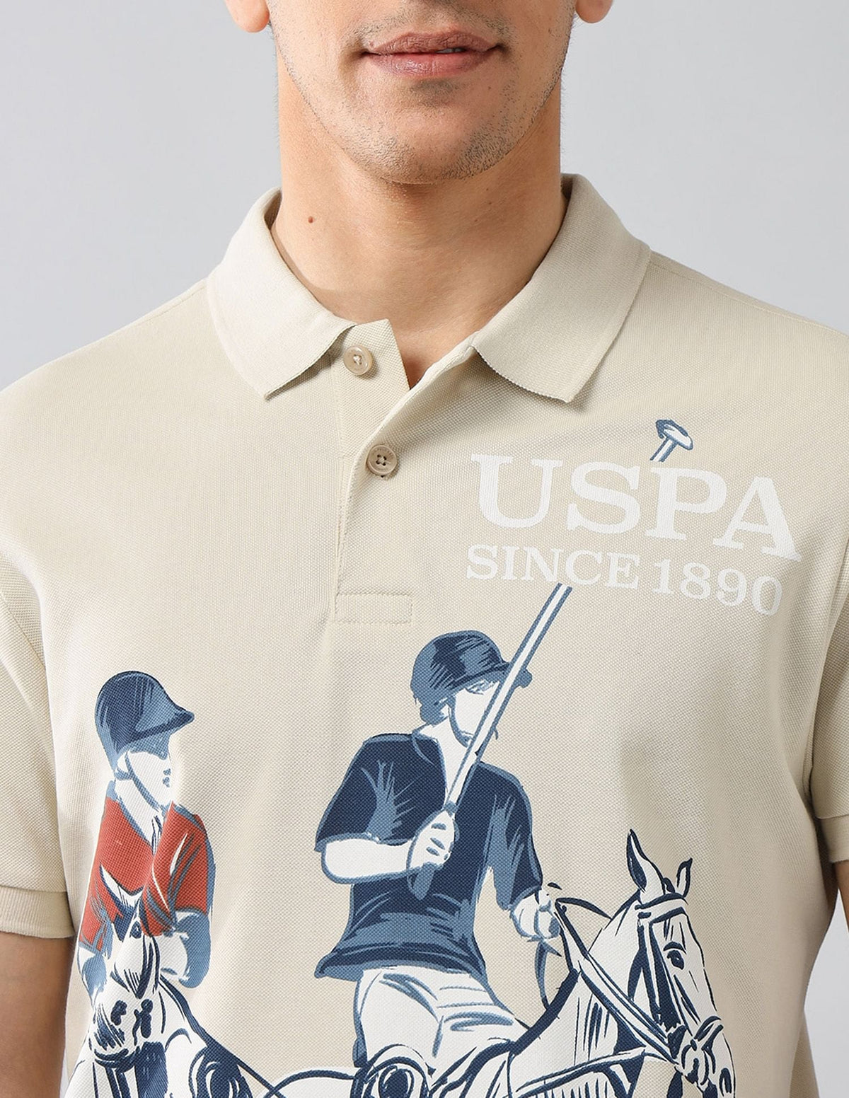 Brand Printed Muscle Fit Polo Shirt