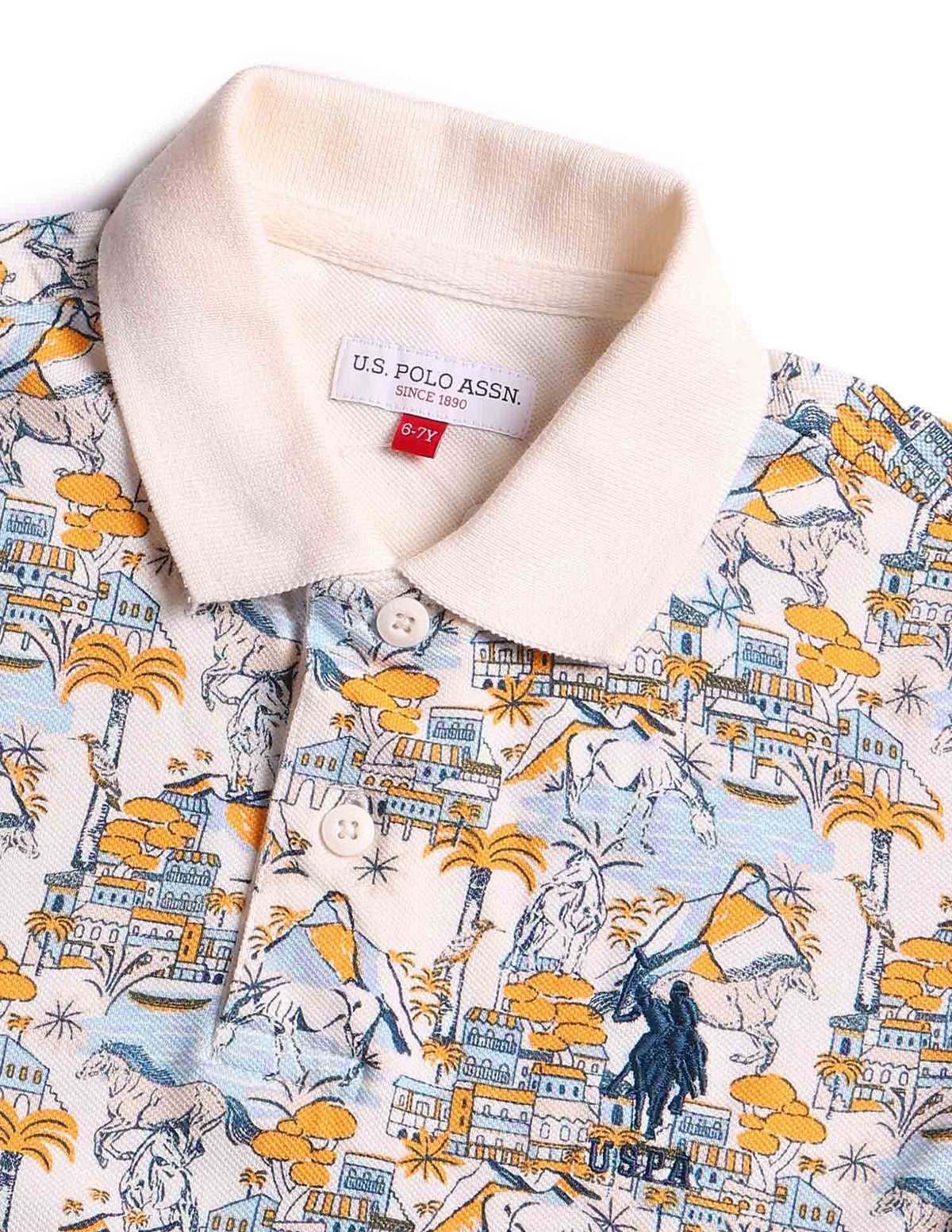 Boys All Over Printed Regular Fit Polo Shirt