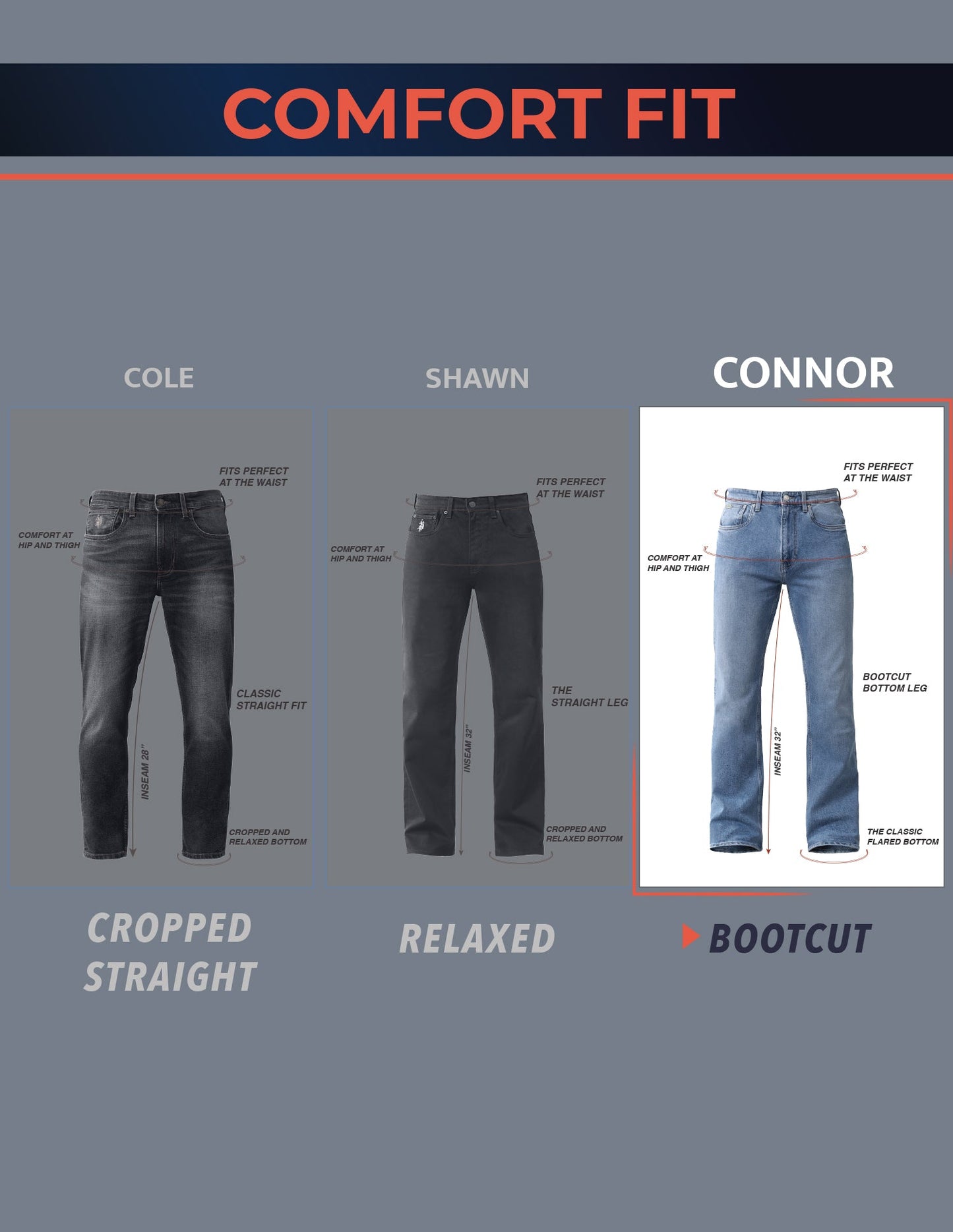 Connor Bootcut Fit Black Jeans