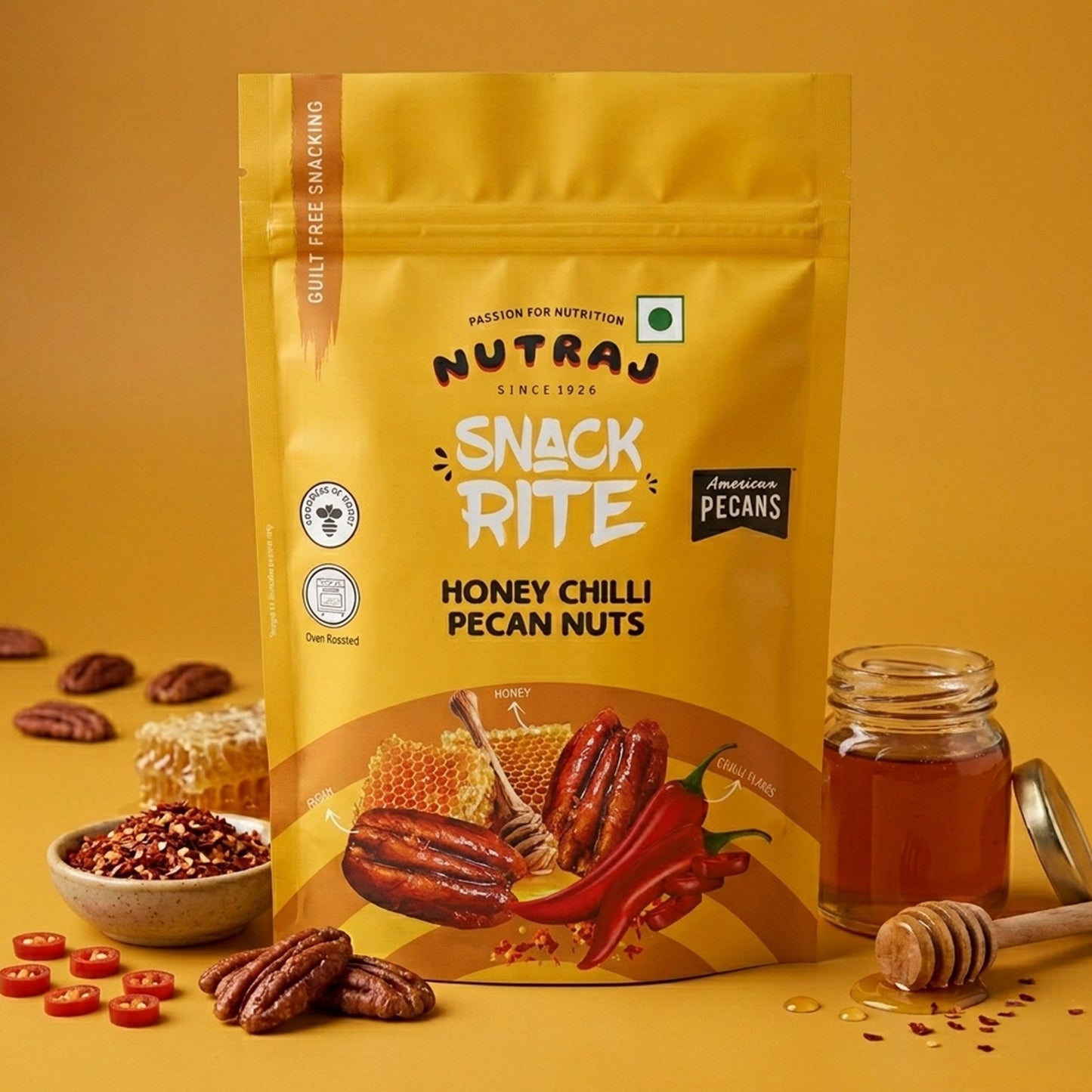 Nutraj Snackrite Honey Chilli Pecan Nuts 40 g Pouch