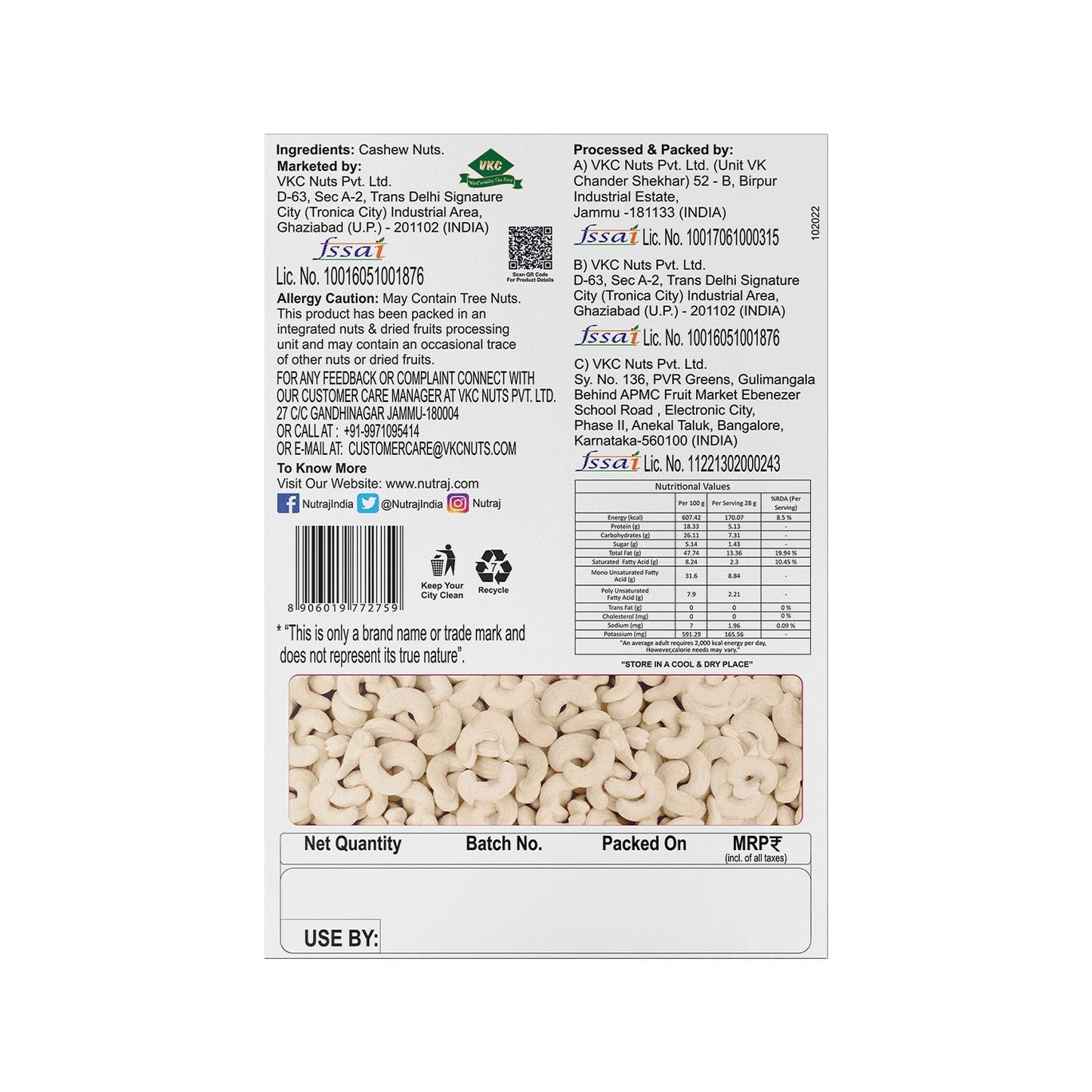 Nutraj Dry Fruits Combo 400g – California Almonds and Cashews 200g Each