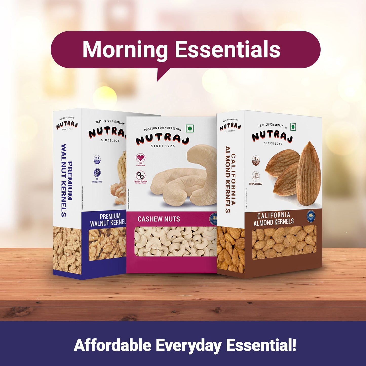 Nutraj Dry Fruits Combo 600g – Almonds, Cashews & Walnut Kernels (200g Each)