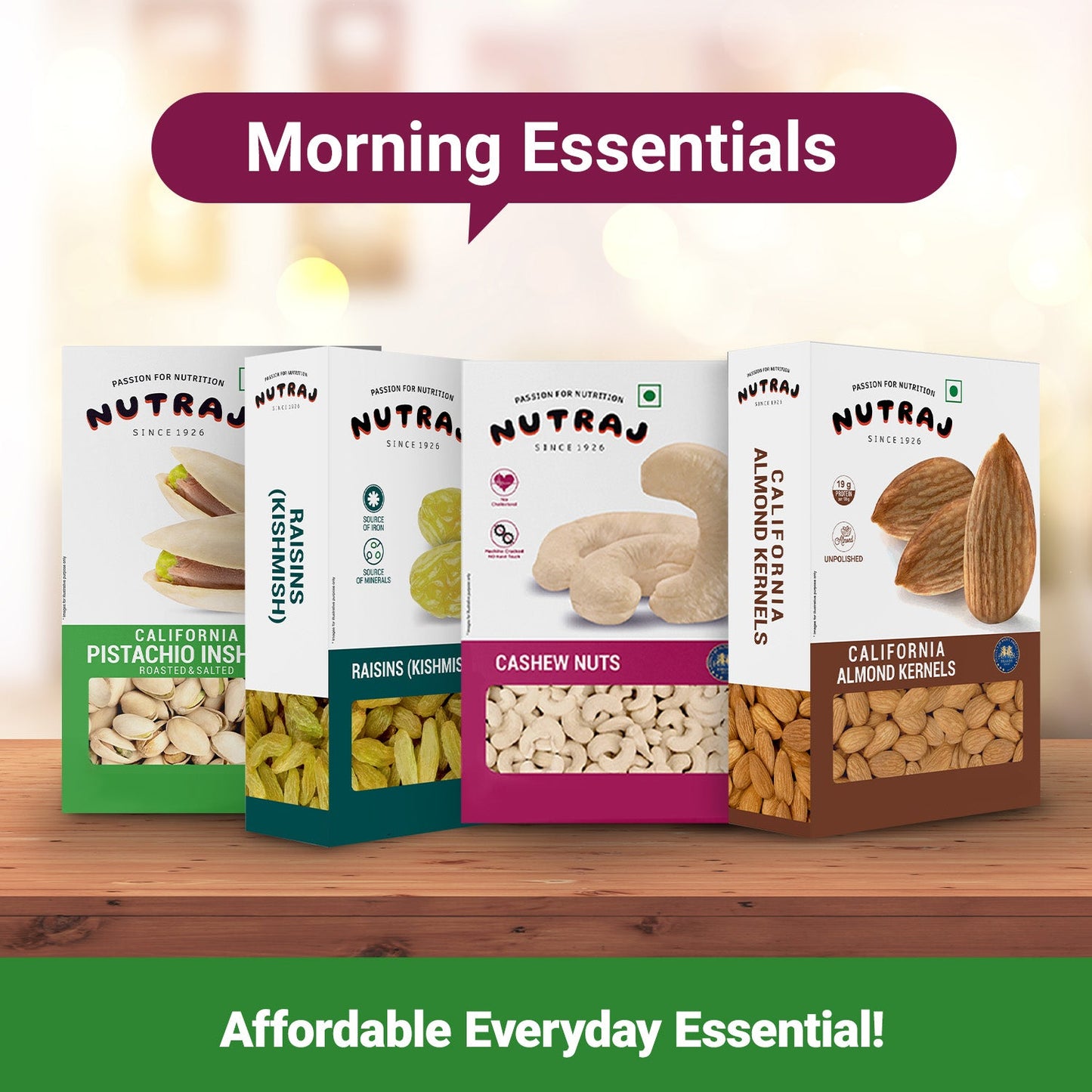 Nutraj Dry Fruits Combo 800g – Almonds, Cashews, Raisins & Roasted Pista (200g Each)