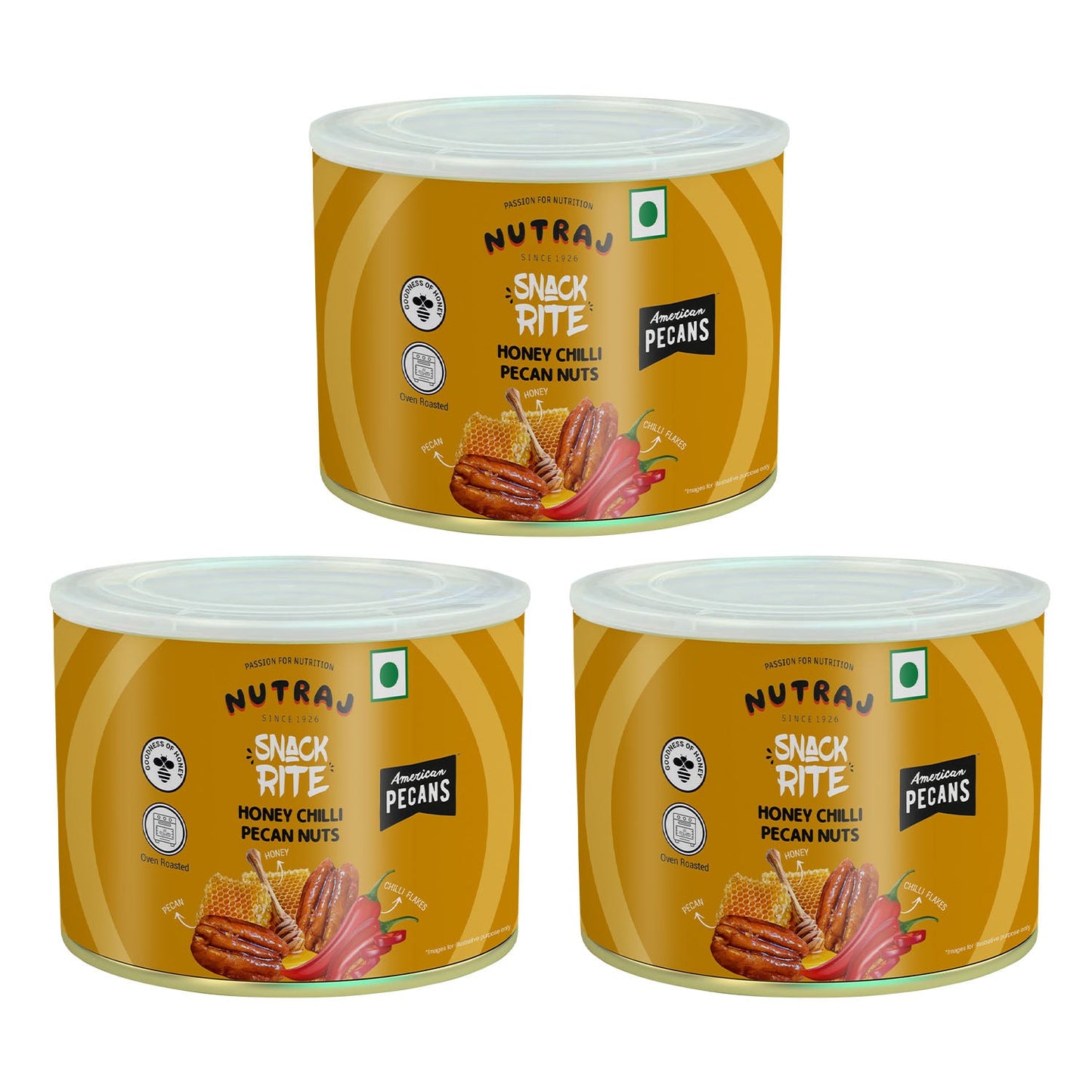 Nutraj Snackrite Honey Chilli Pecan Nuts 80 g Tin