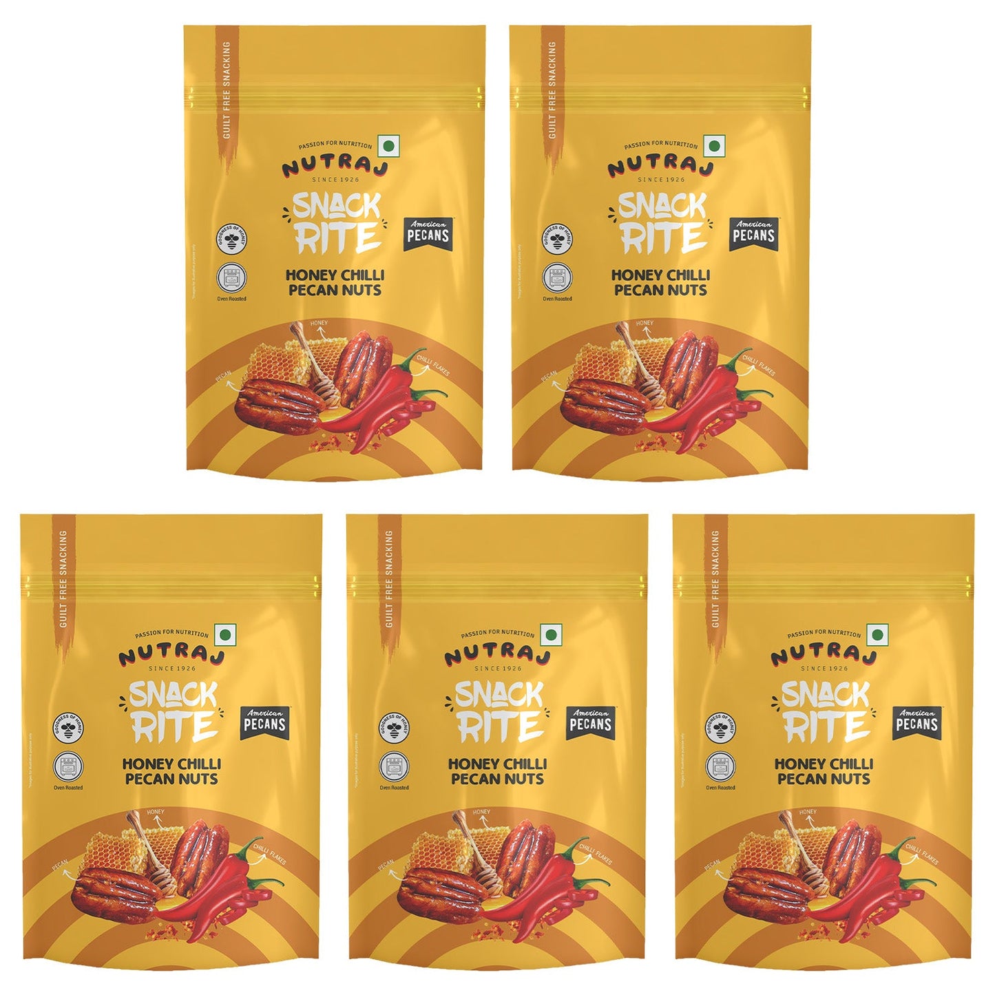 Nutraj Snackrite Honey Chilli Pecan Nuts 40 g Pouch