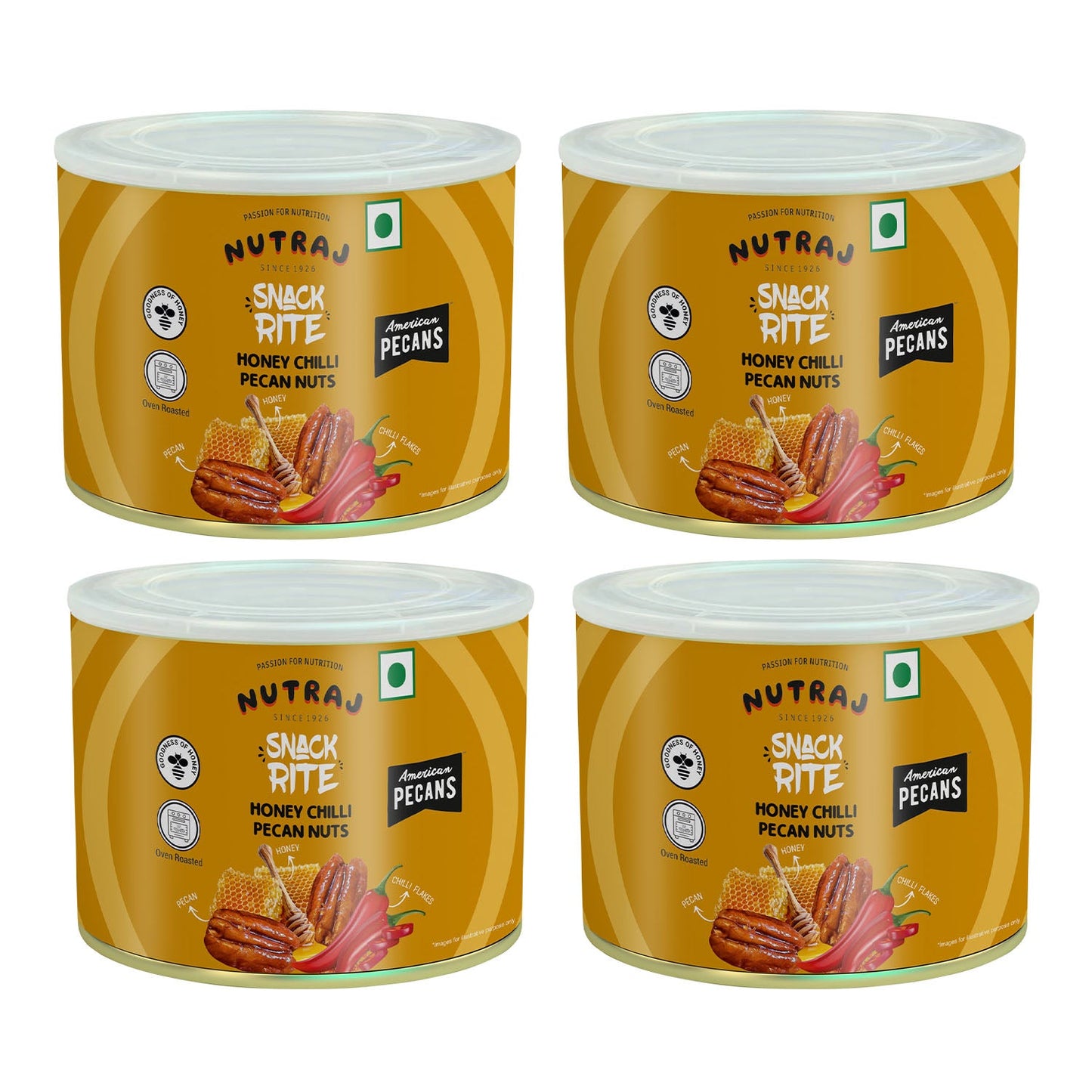 Nutraj Snackrite Honey Chilli Pecan Nuts 80 g Tin