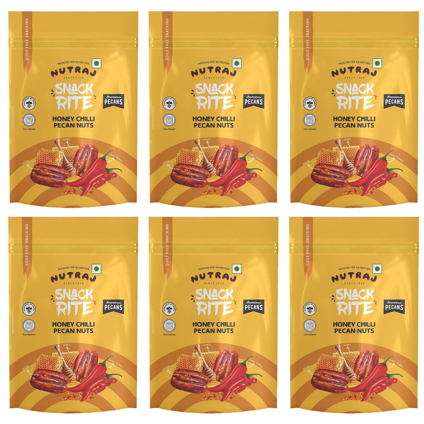 Nutraj Snackrite Honey Chilli Pecan Nuts 40 g Pouch