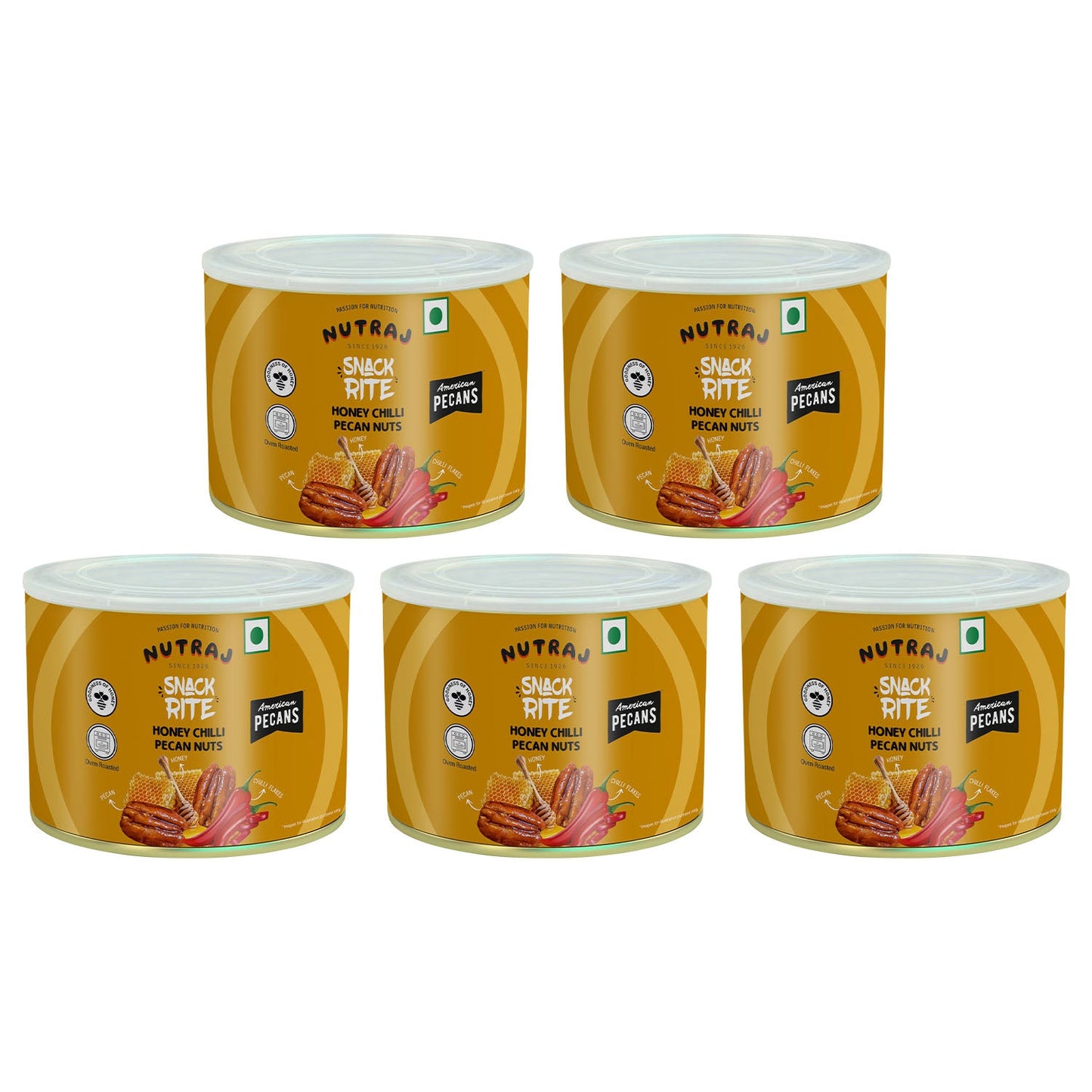 Nutraj Snackrite Honey Chilli Pecan Nuts 80 g Tin