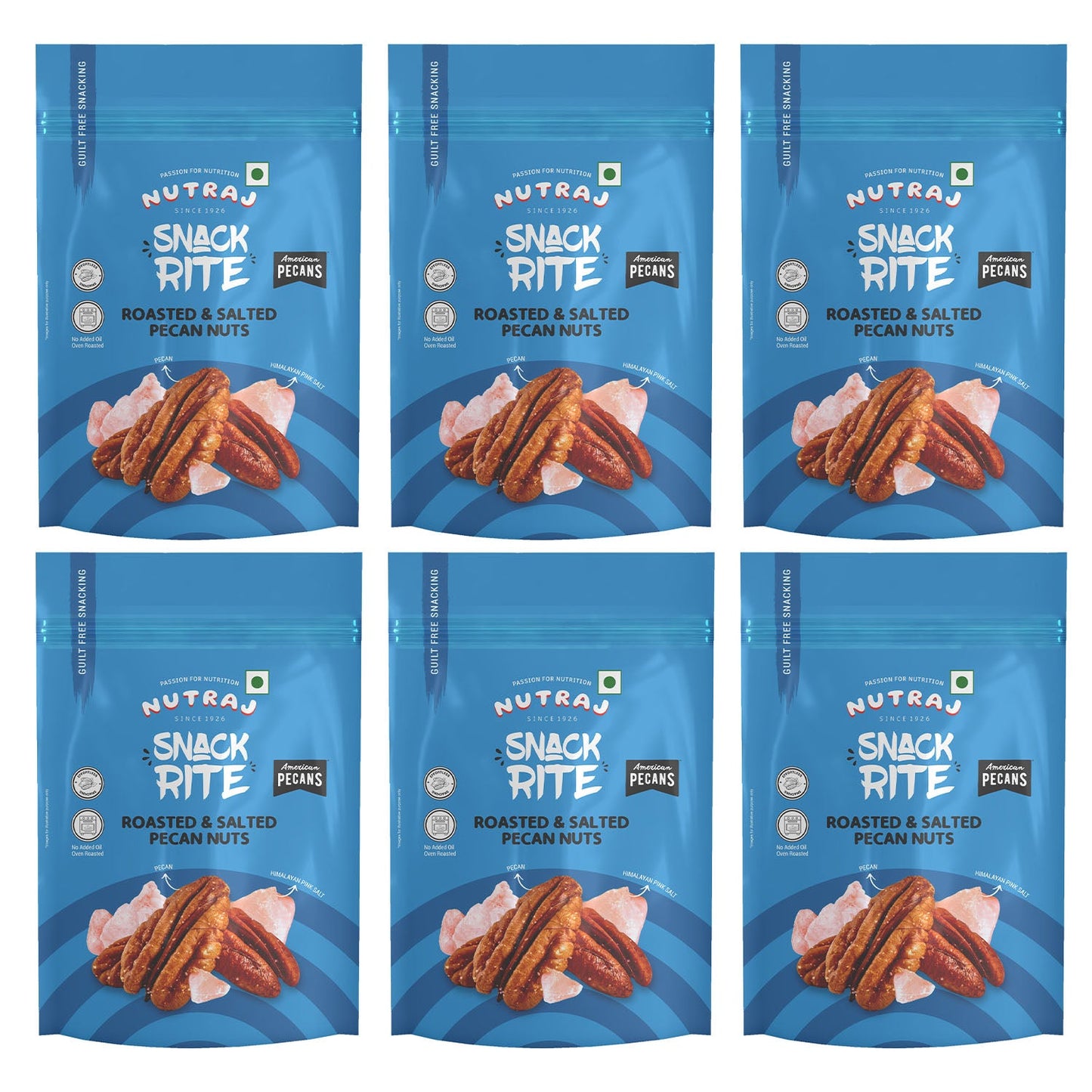 Nutraj Snackrite Roasted & Salted Pecan Nuts 40 g Pouch