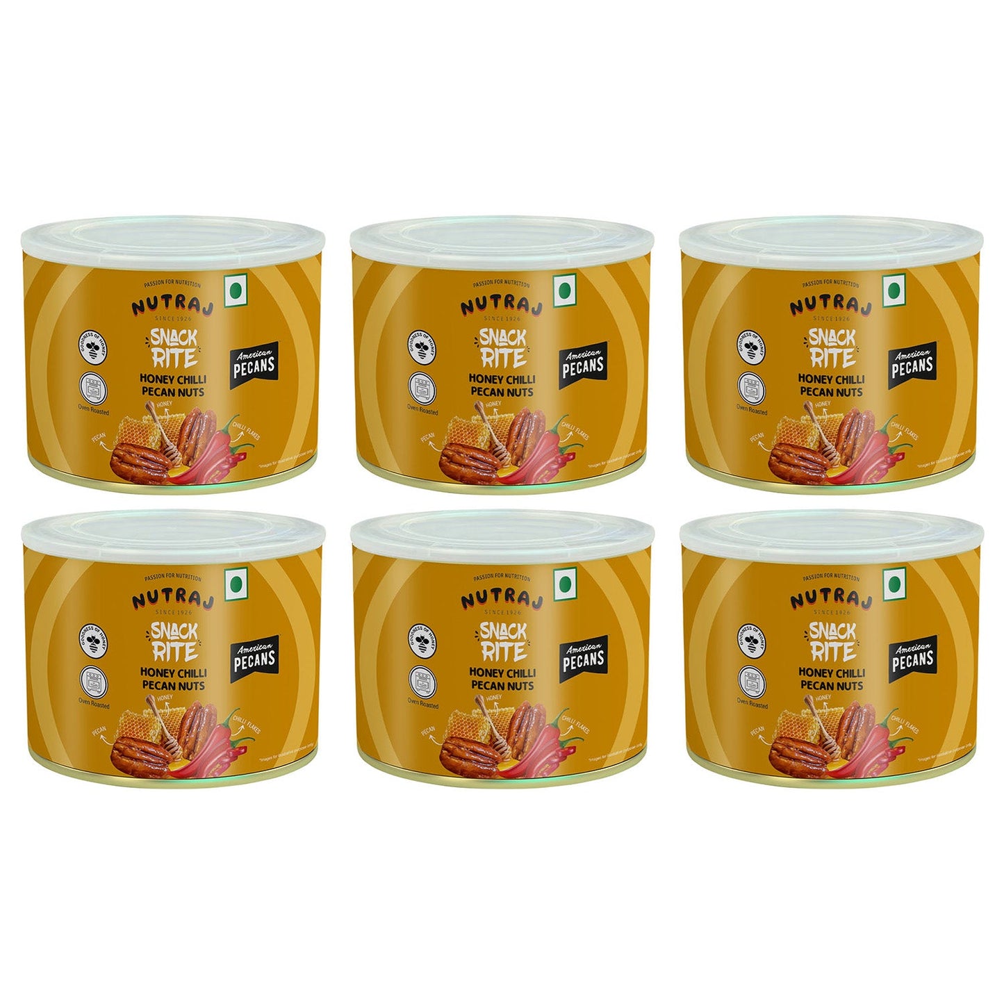 Nutraj Snackrite Honey Chilli Pecan Nuts 80 g Tin