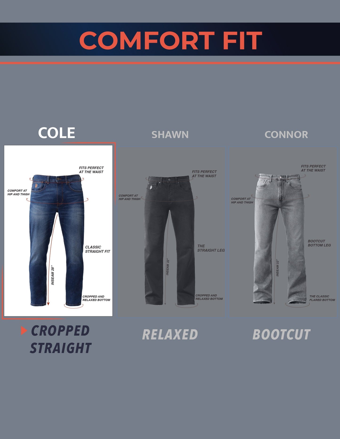 Cole Comfort Cropped Fit Blue Vintage Jeans