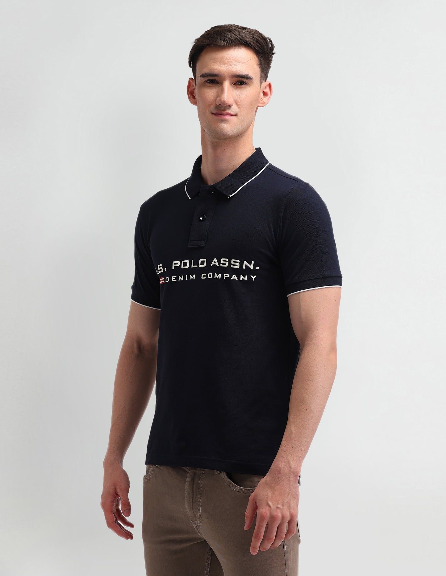 Brand Printed Cotton Polo Shirt