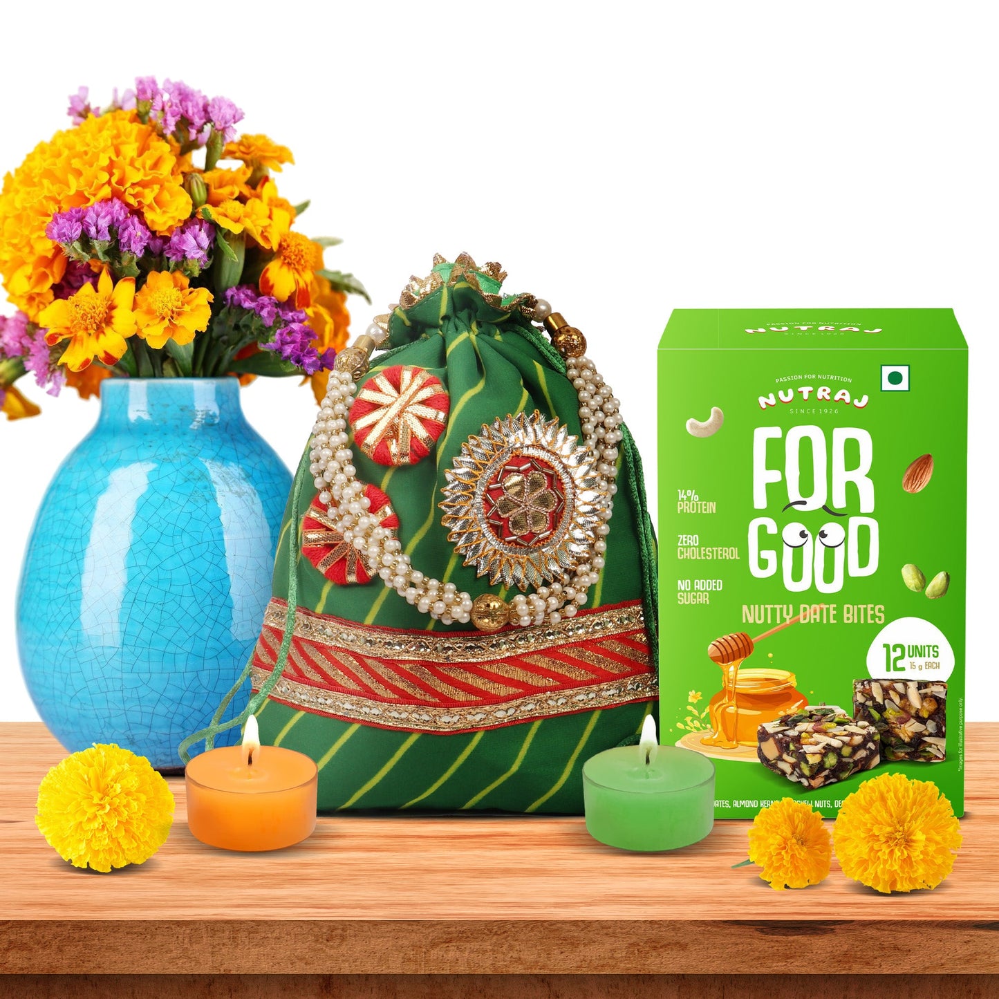 Nutraj Diwali Gift Hamper 180gm With 2 Candles