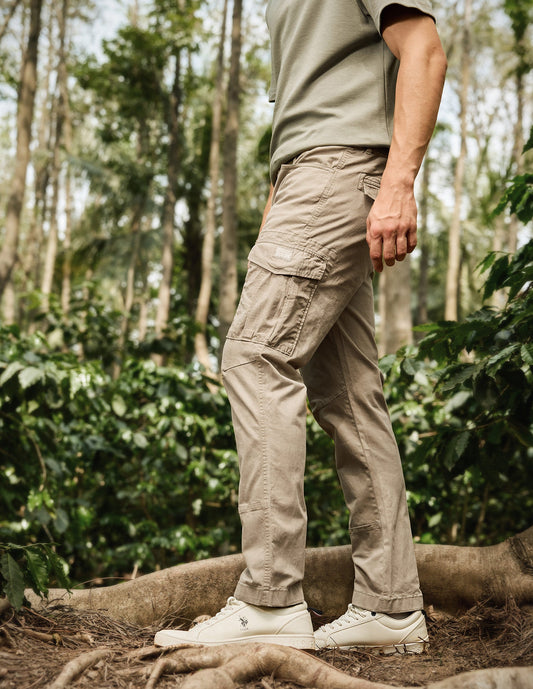 Mid Rise Straight Fit Twill Cargos