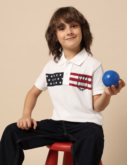 Boys Graphic Printed Regular Fit Polo Shirt