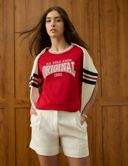 Brand Printed Boxy Fit T-Shirt