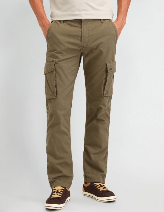 Straight Fit Textured Trousers