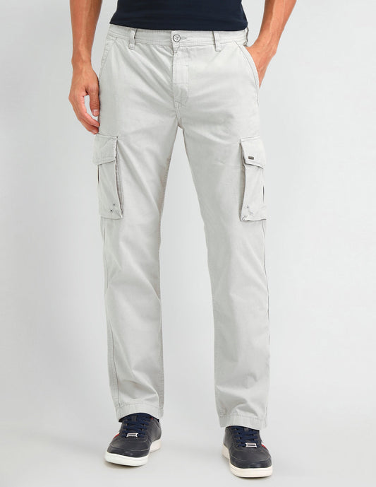 Straight Fit Textured Trousers