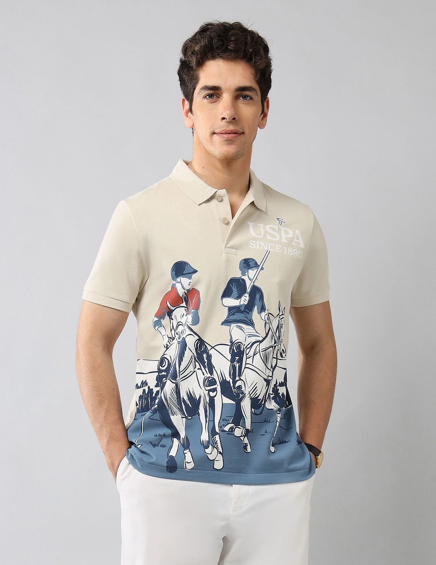 Brand Printed Muscle Fit Polo Shirt