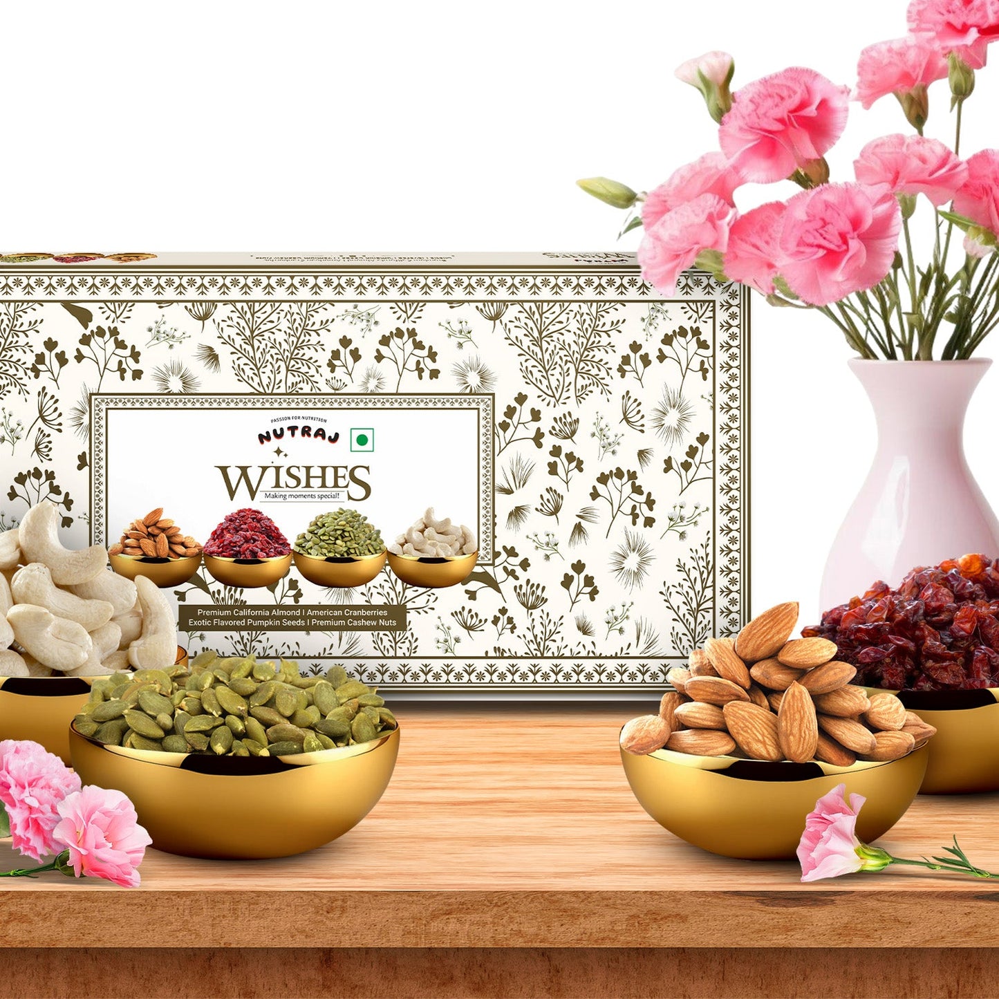 Nutraj Wishes Blooming Gold 400gm Diwali Gift Hamper | GB - 153
