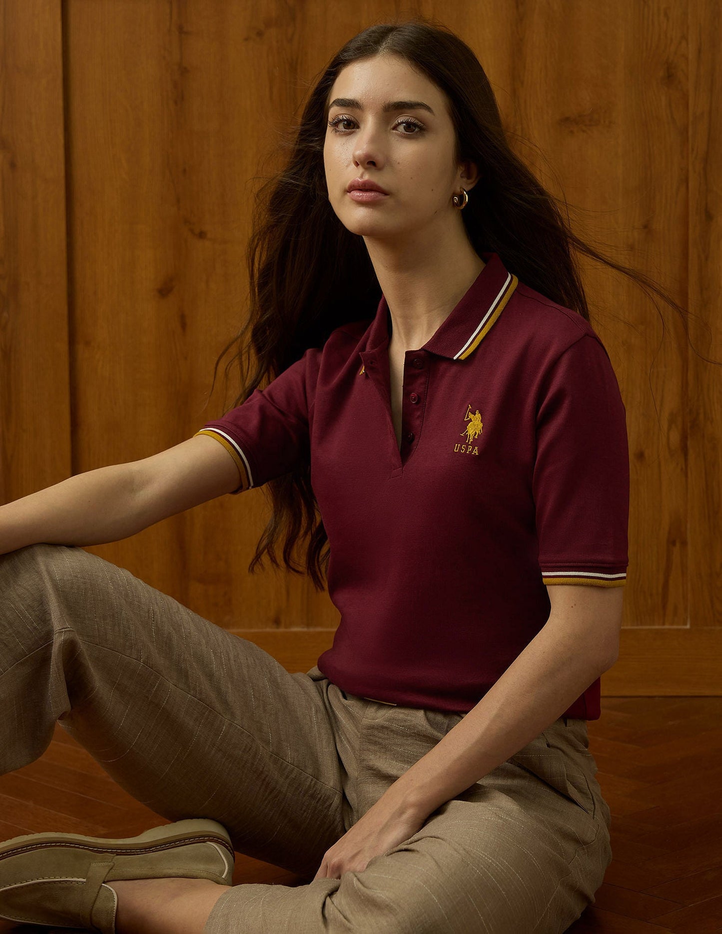 Polo Collar Cotton Tshirt With Tipping