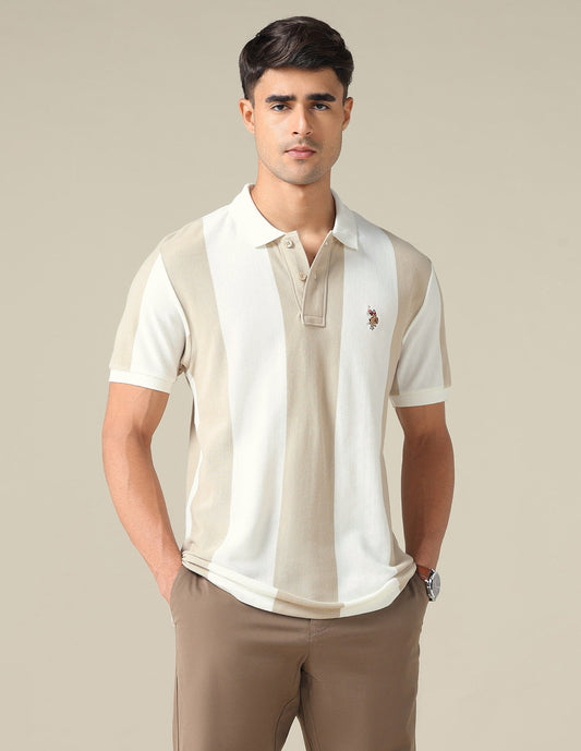 Vertical Striped Muscle Fit Polo Shirt