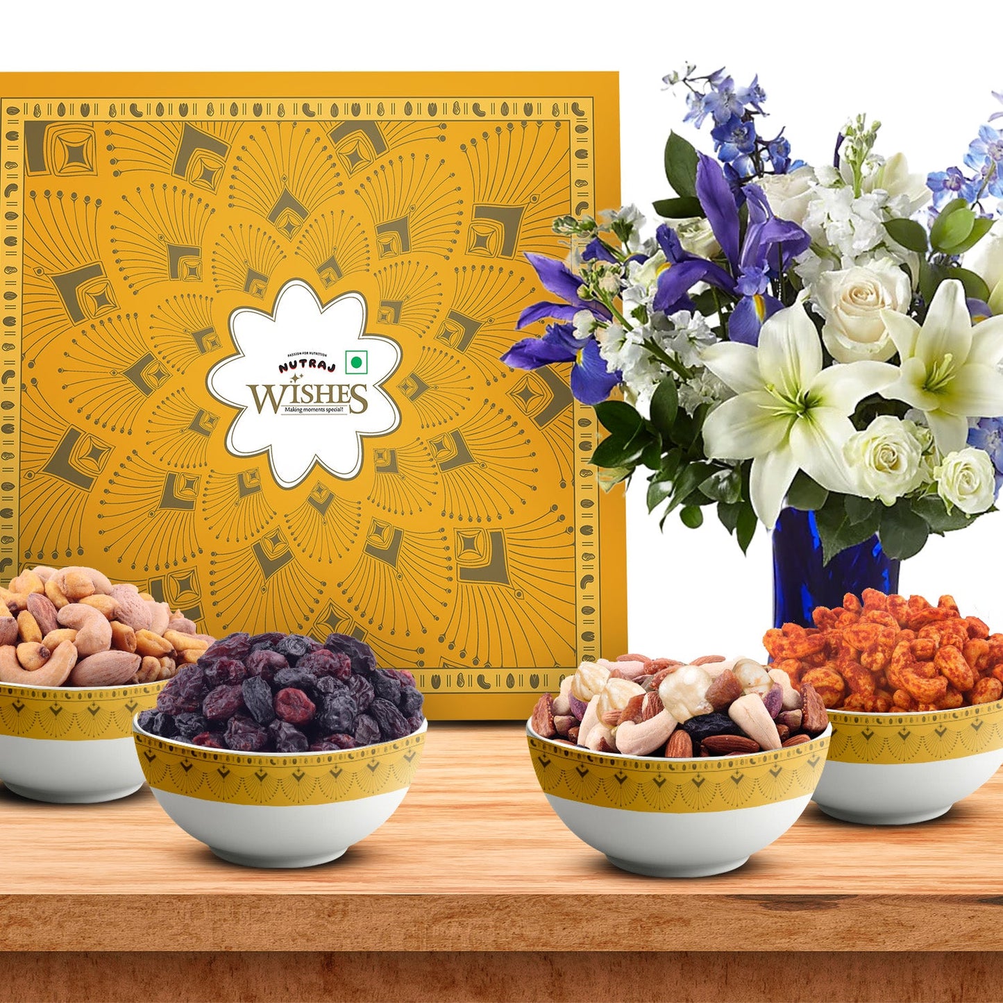 Nutraj Wishes Yellow Bloom 600g Diwali Gift Box | GB-92