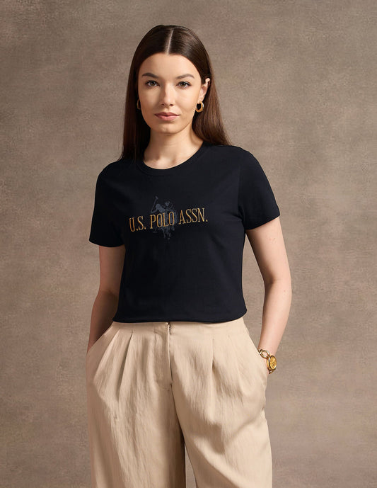 Brand Embroidered Regular Fit T-Shirt