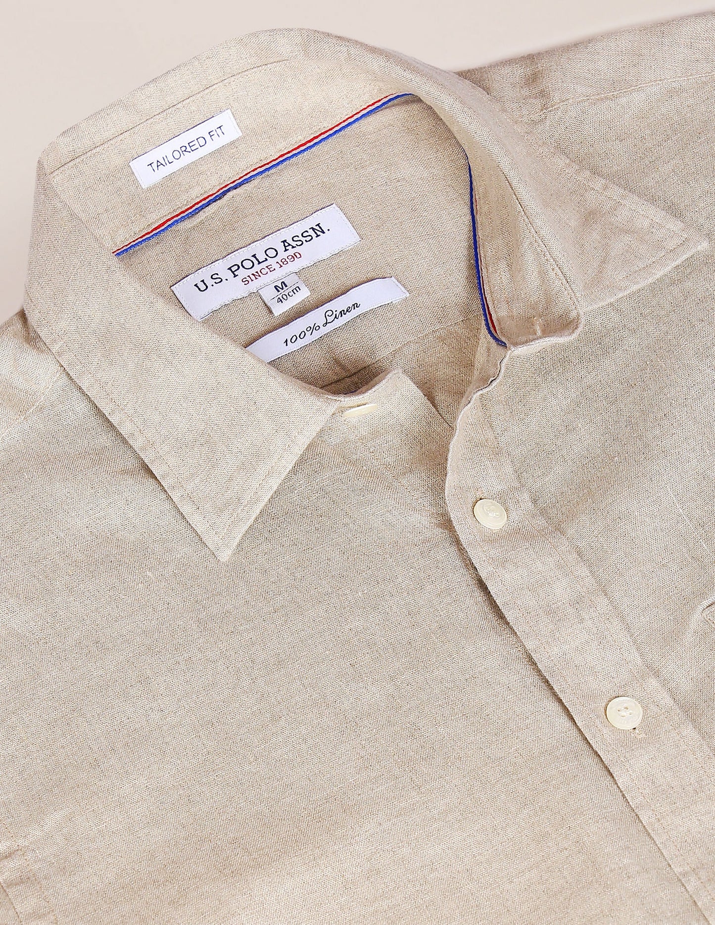 Men Beige Pure Linen Solid Casual Shirt