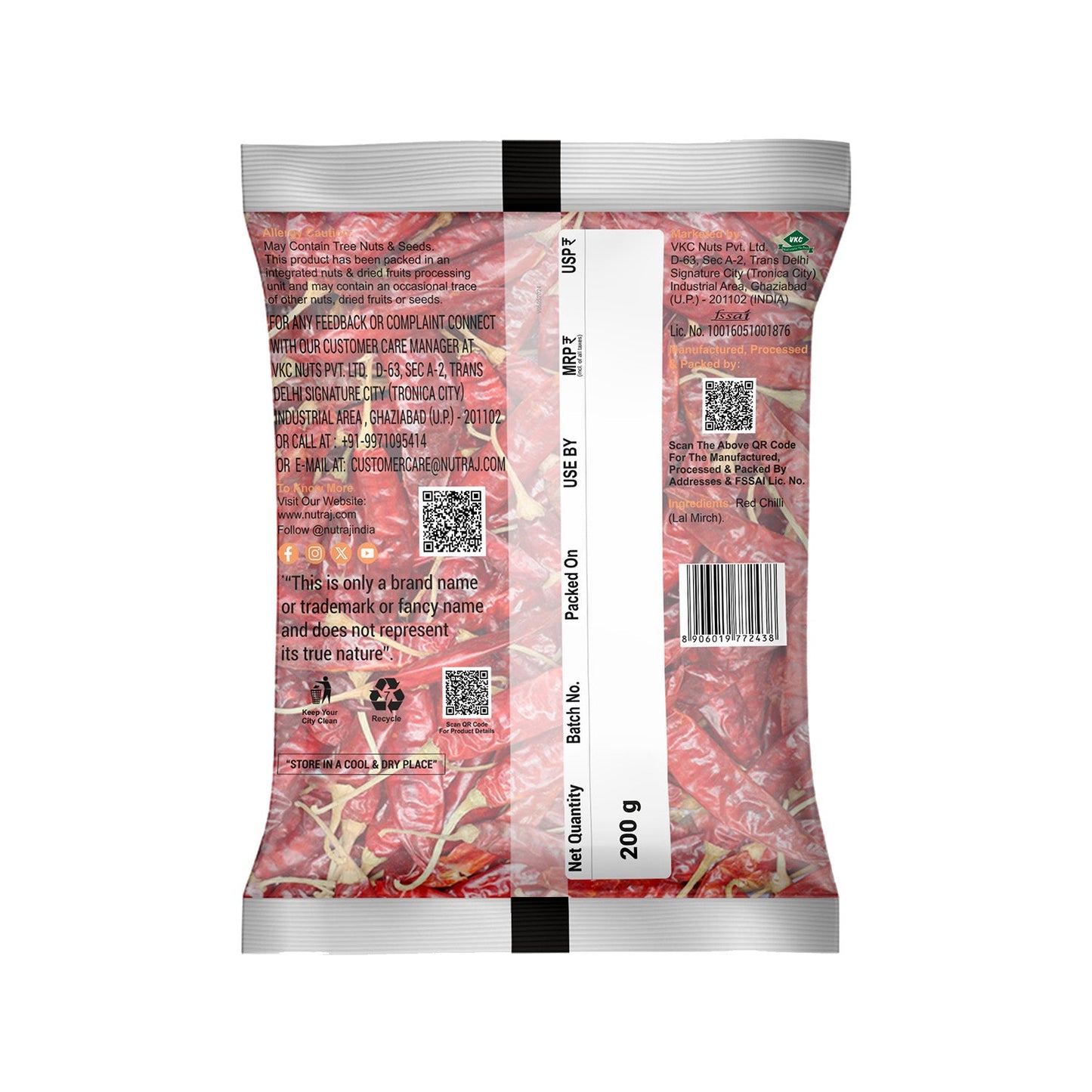 Nutraj Whole Red Chilli (Sabut Lal Mirch) 200g