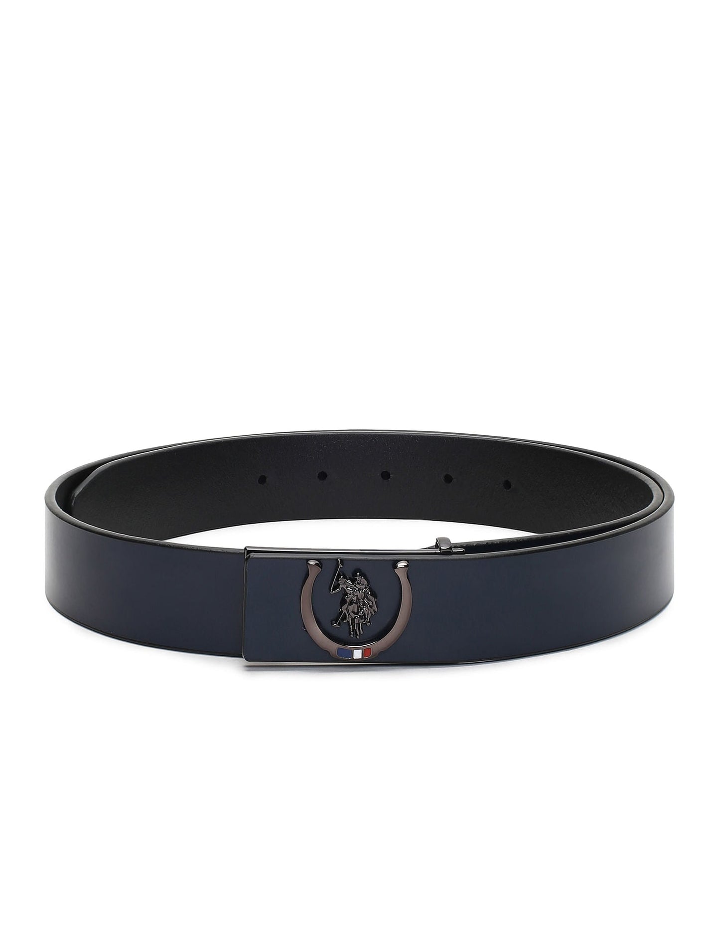 Leather Metallic Logo Belt