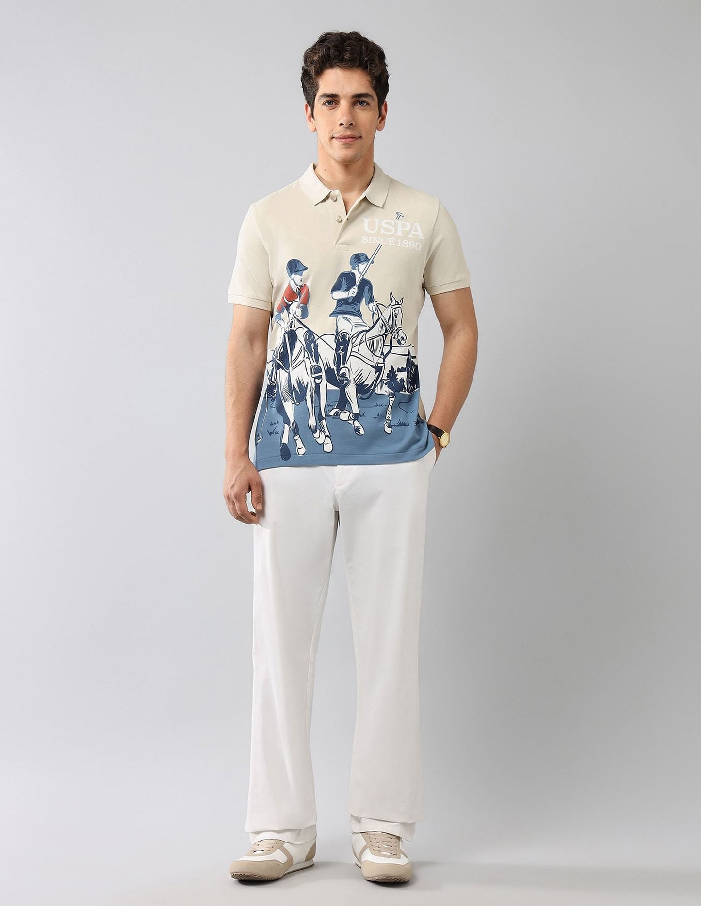Brand Printed Muscle Fit Polo Shirt