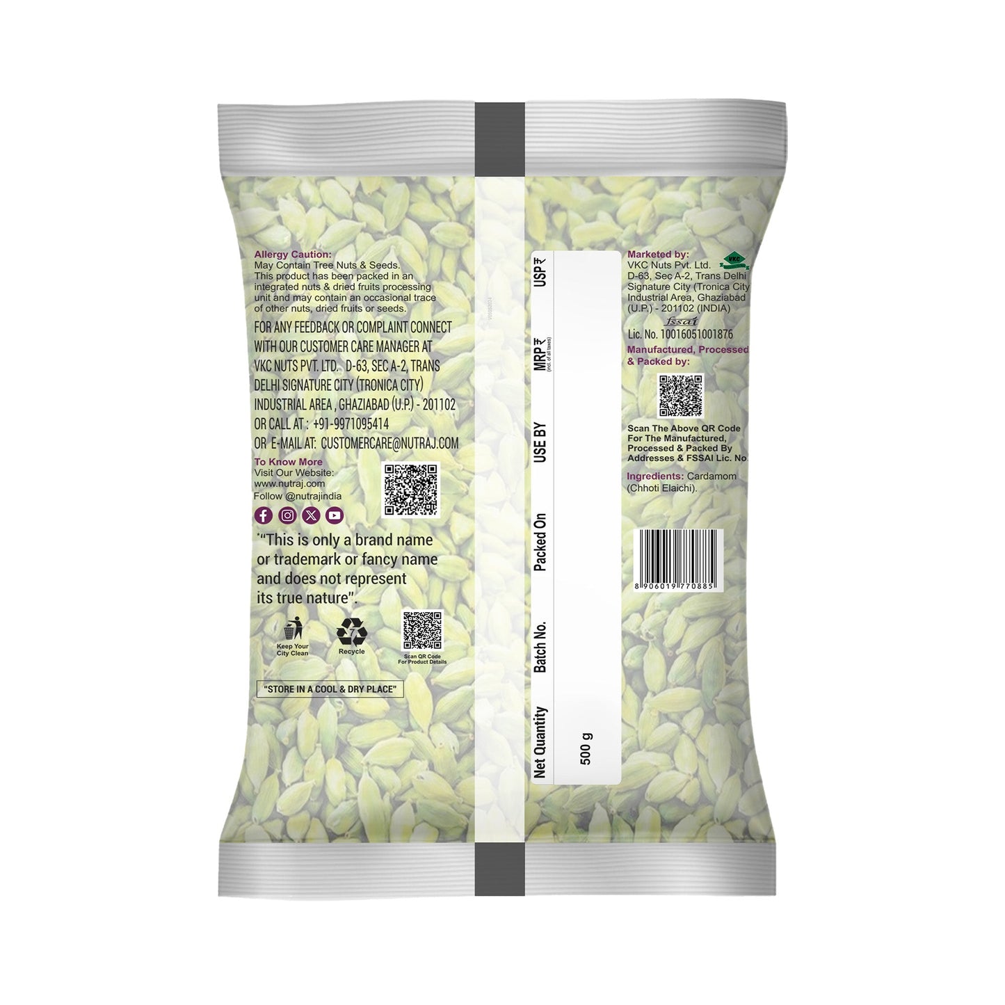 Nutraj Whole Cardamom 500g