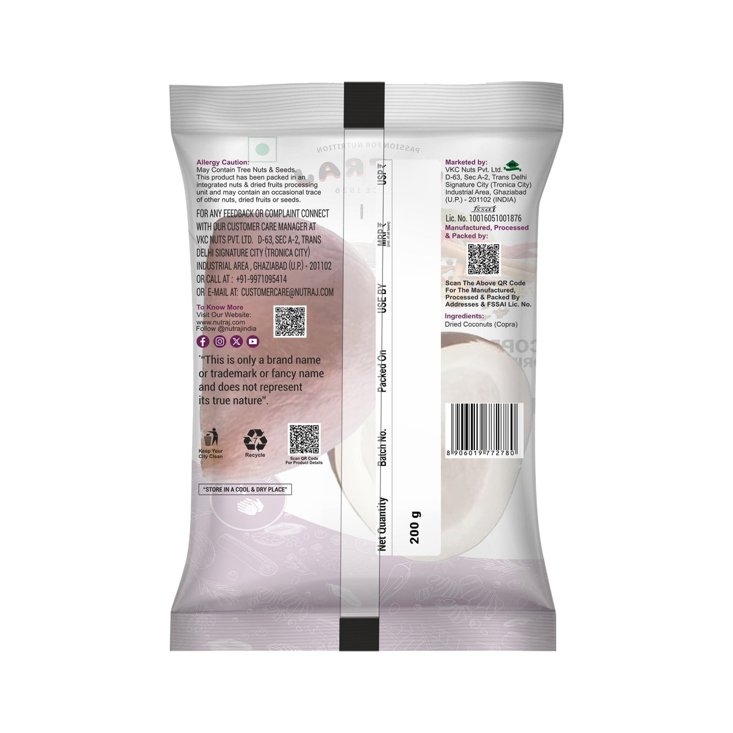Nutraj Copra Dried Coconut Whole 200g