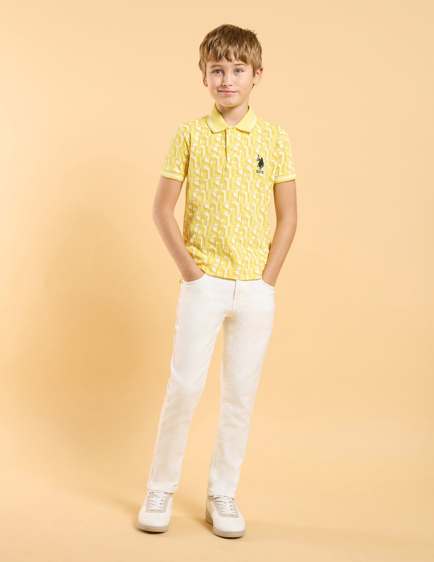 Boys All Over Printed Regular Fit Polo Shirt