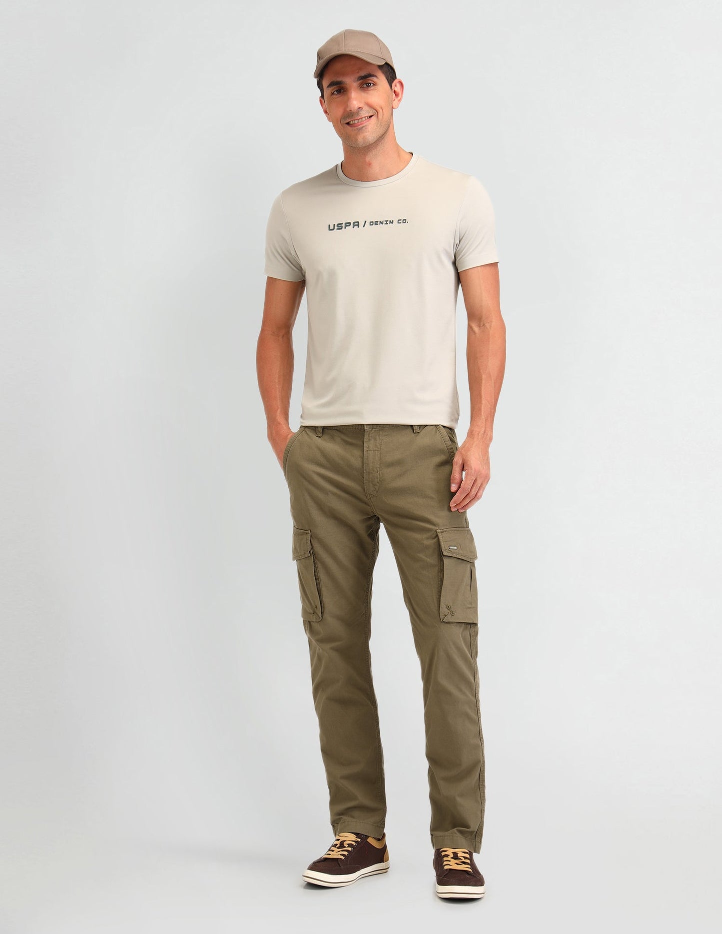 Straight Fit Textured Trousers