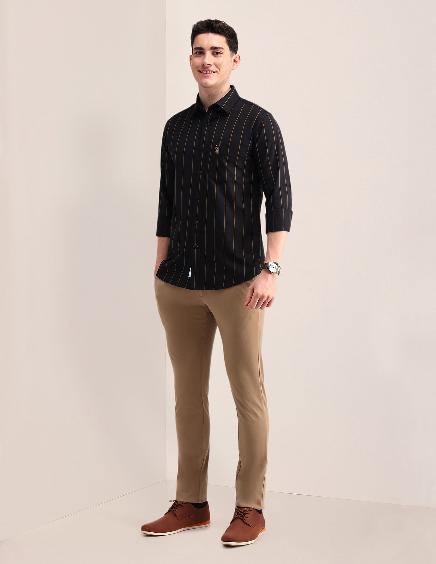 Tailored Fit Twill Striped Shirt