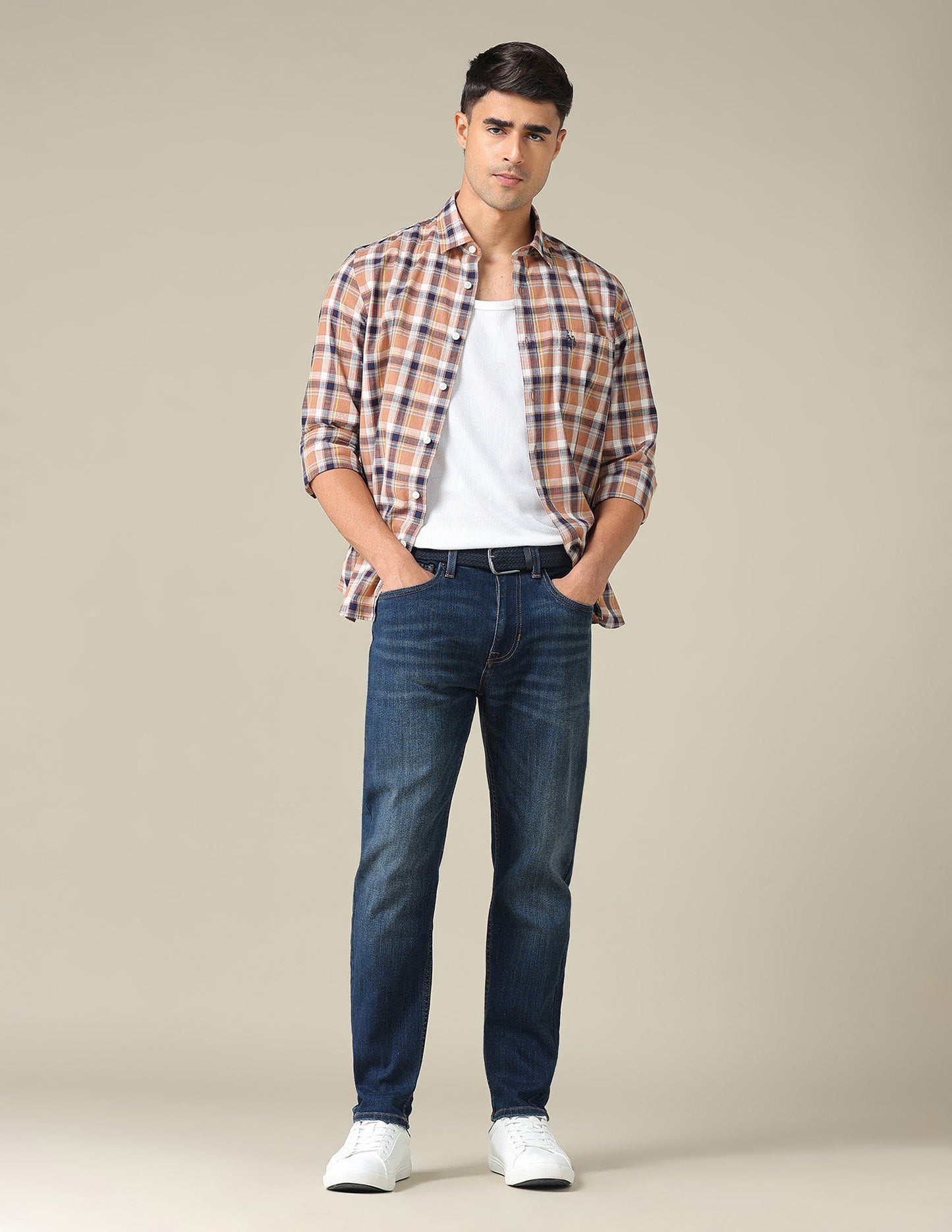 Cole Comfort Cropped Fit Blue Jeans