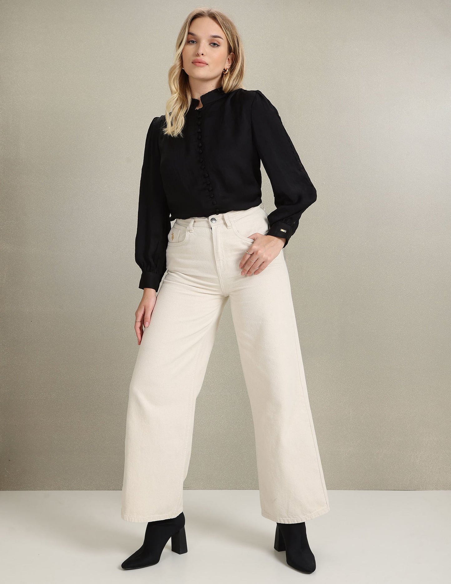 Lace Detail Solid Shirt