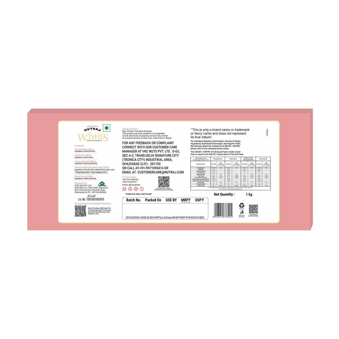 Nutraj Wishes Roseate Delight 1 Kg Diwali Box | GB-94