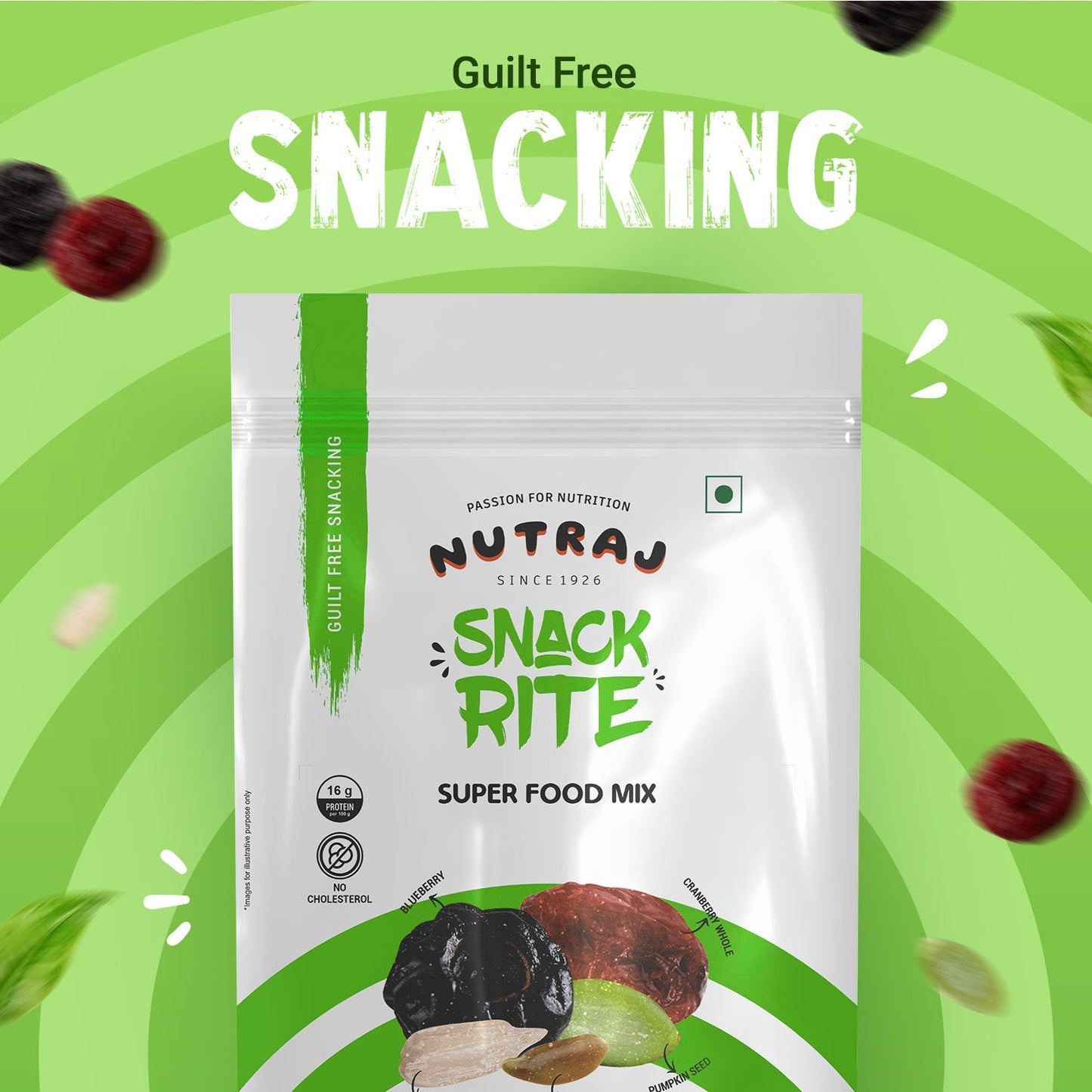 Nutraj Super Food Mix - American Cranberries, American Blueberry, Flax Seeds, Sunflower Seeds & Pumpkin Seeds 200gm