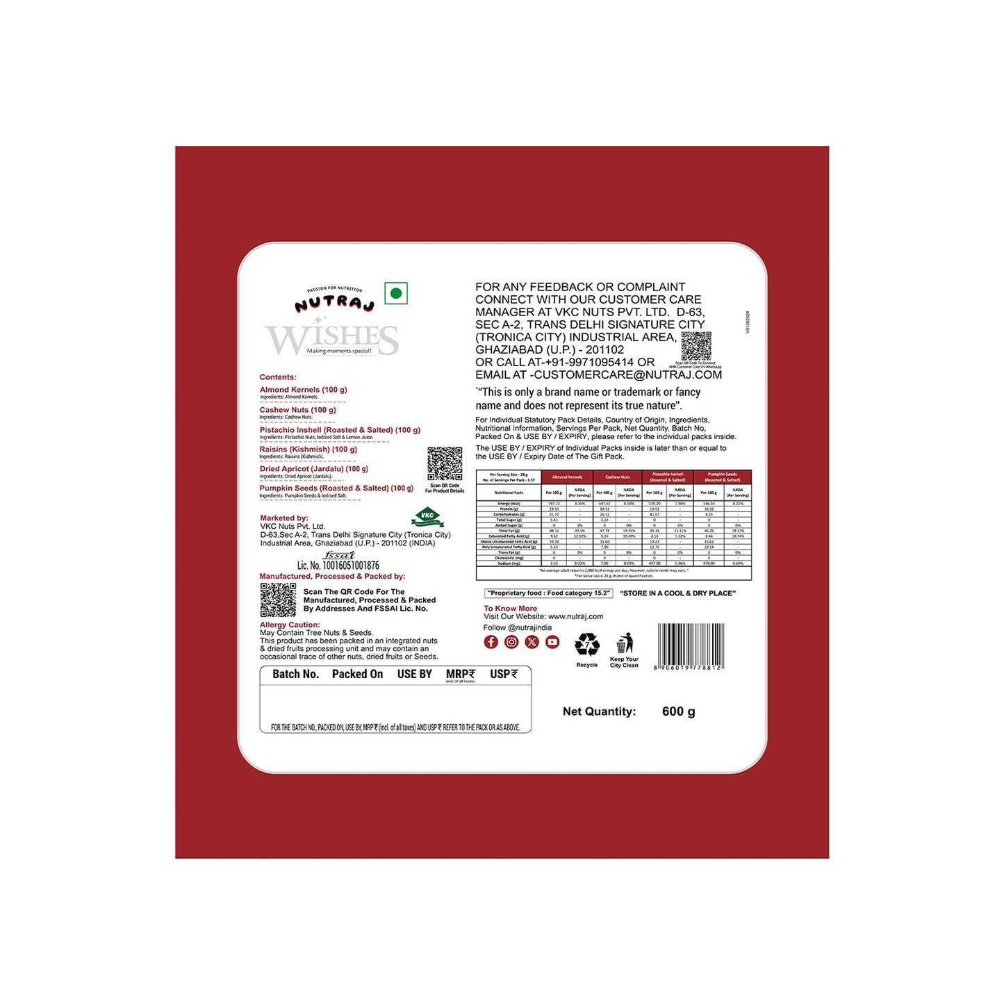 Nutraj Wishes Nutty Groove Diwali Gift Box 600g | GB-82