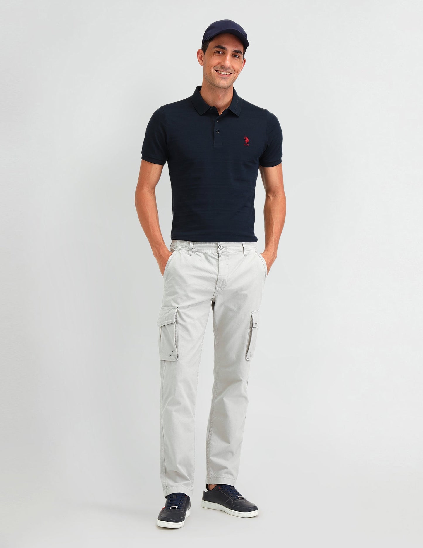 Straight Fit Textured Trousers
