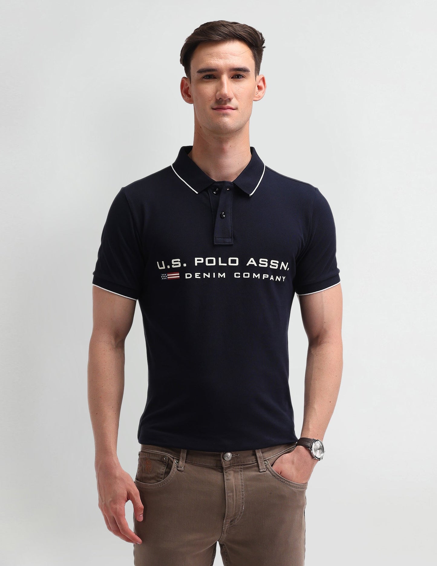 Brand Printed Cotton Polo Shirt