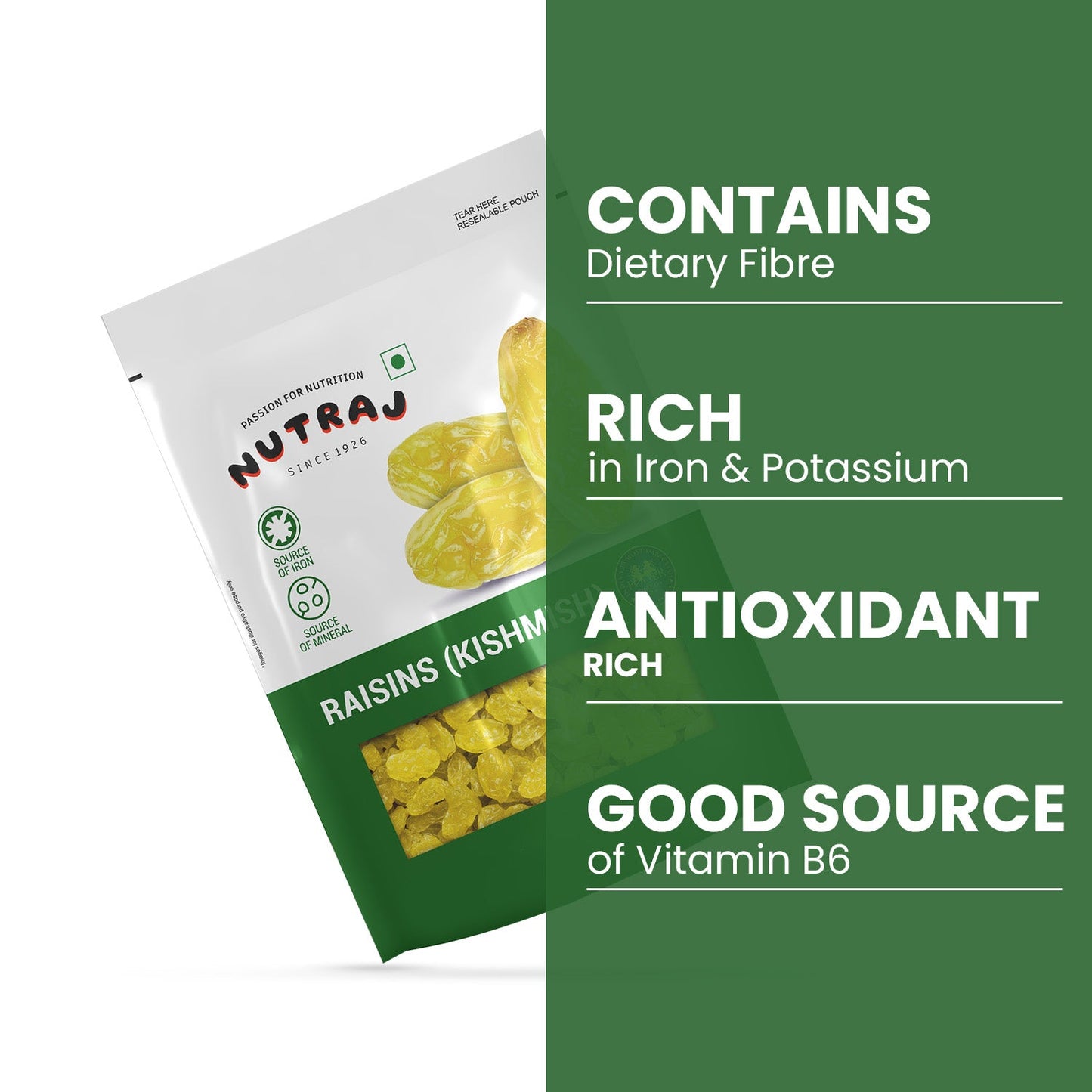 Nutraj Round Raisins 200gm (kishmish/kismis)