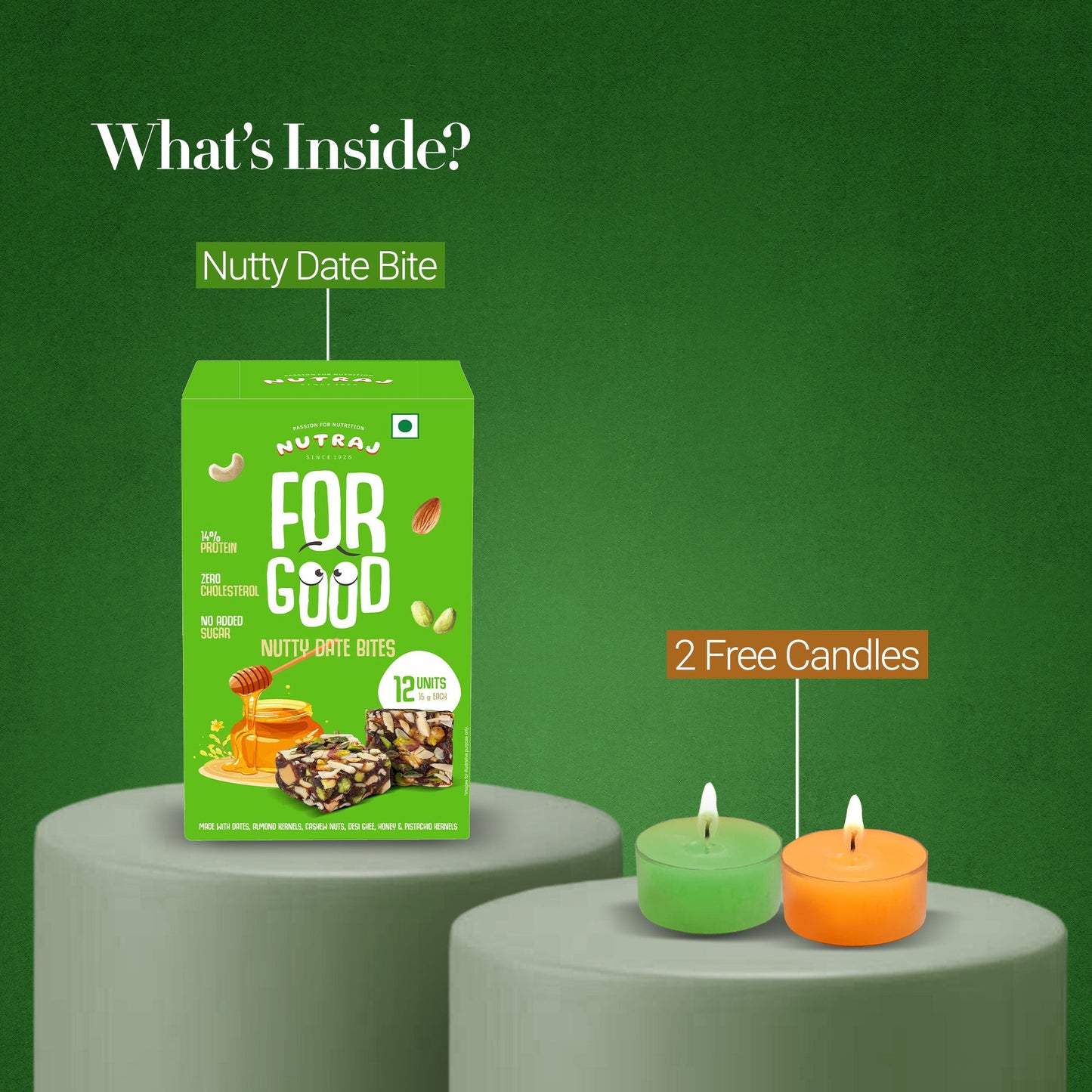 Nutraj Diwali Gift Hamper 180gm With 2 Candles
